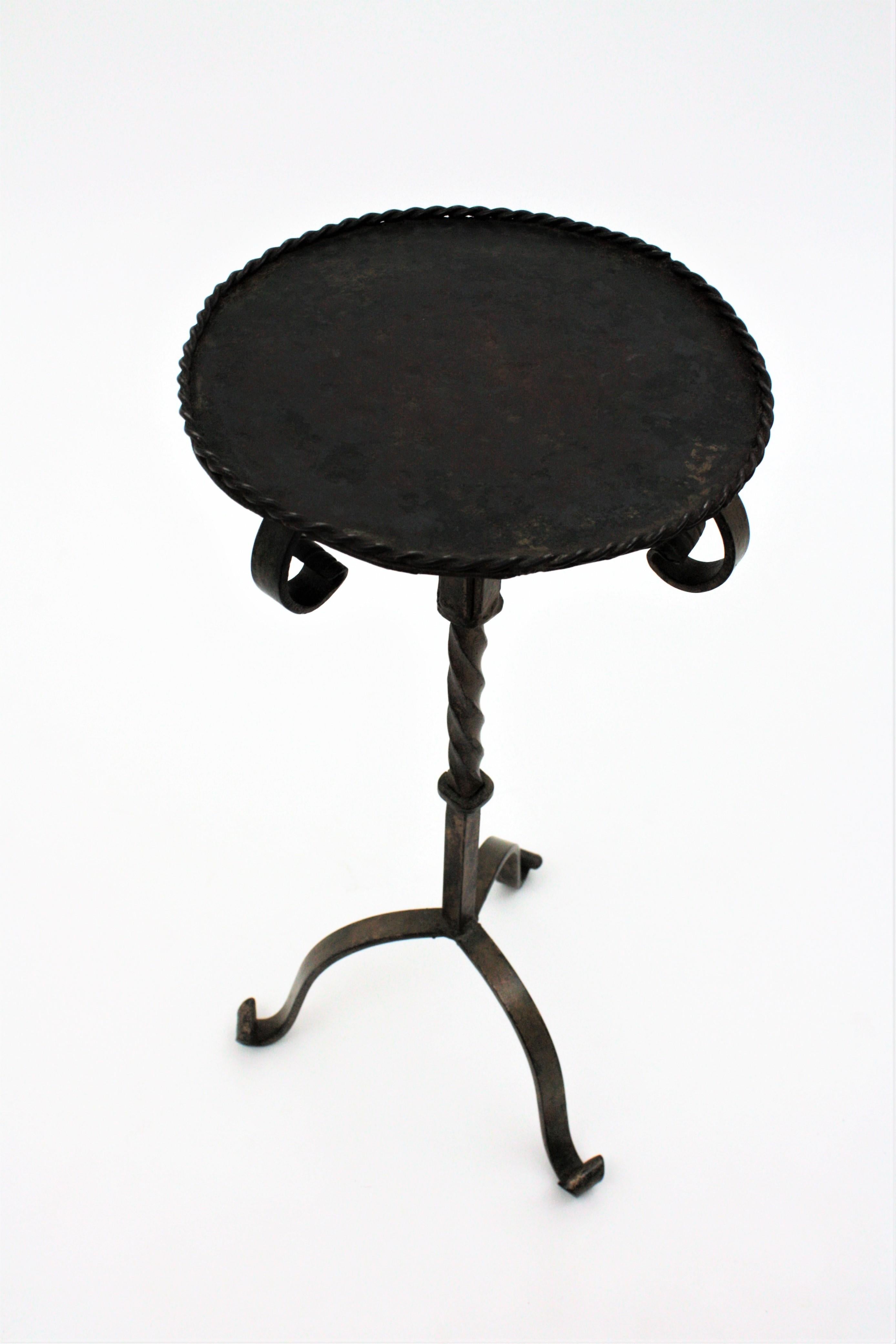 Drinks Table Gueridon / End Table / Martini Table in Wrought Iron, Spain, 1940s 1