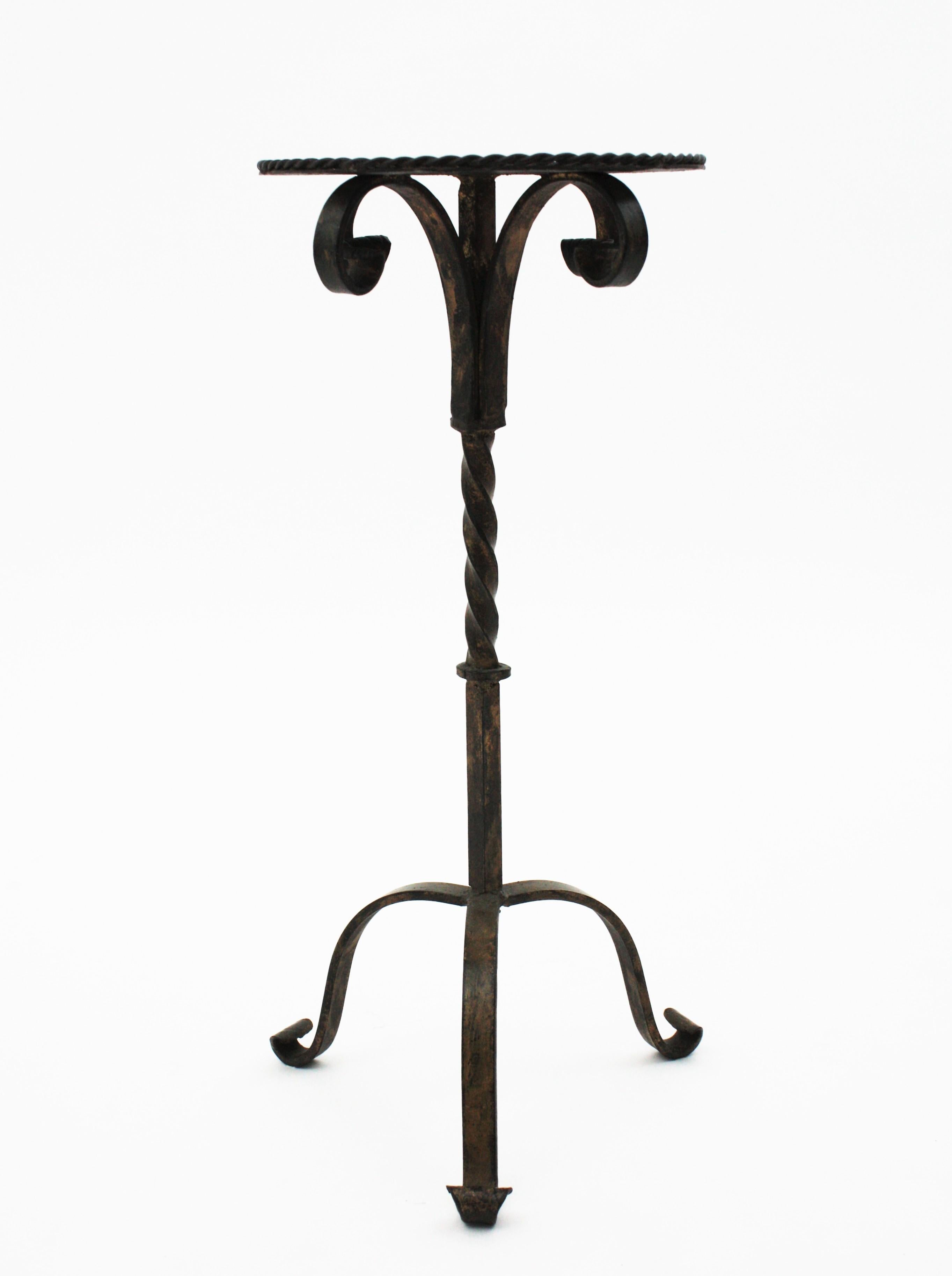 Drinks Table Gueridon / End Table / Martini Table in Wrought Iron, Spain, 1940s 2
