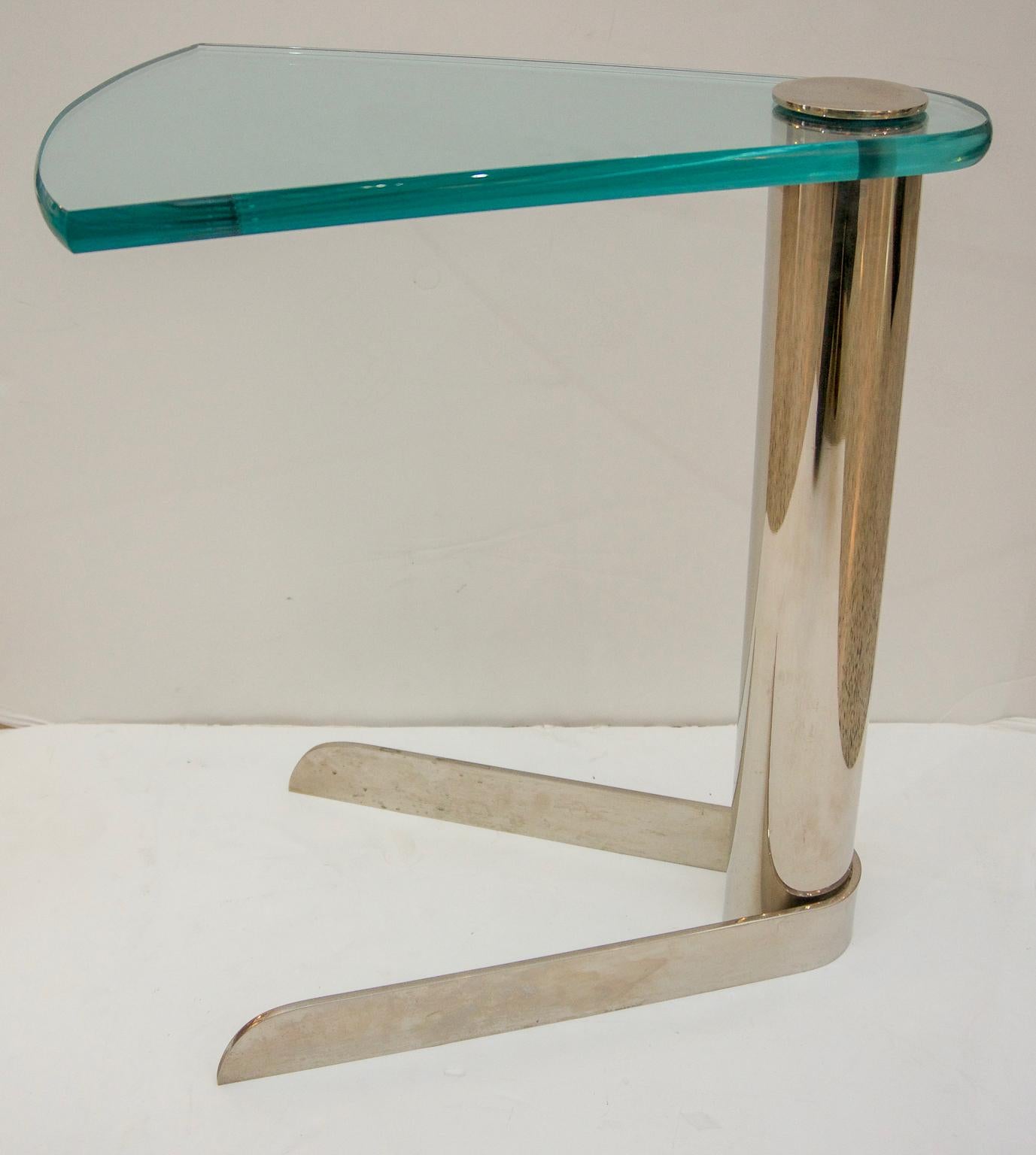 Polished Drinks Table in Glass and Stainless Steel