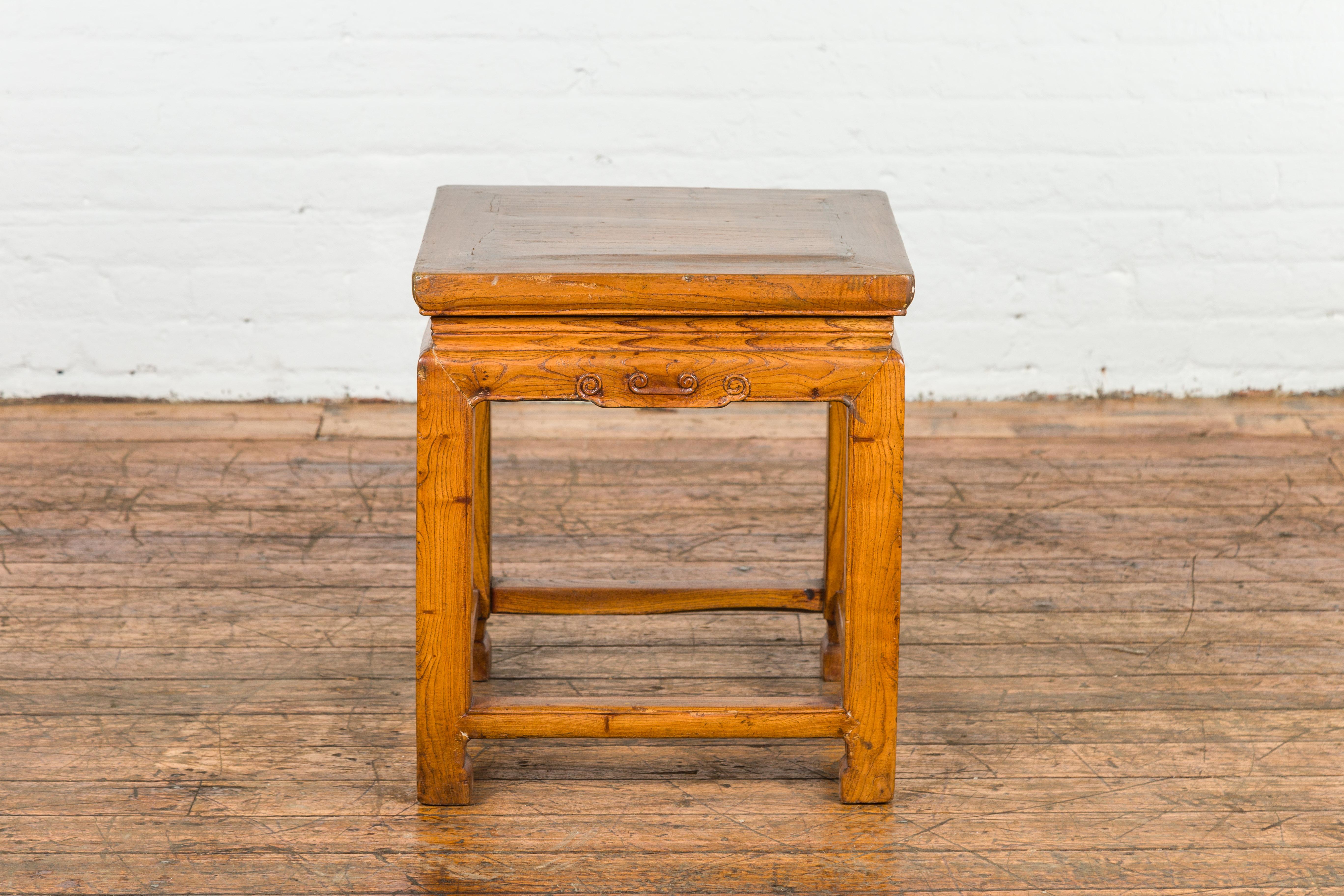 Drinks Table or Stool with Carved Apron, Horse Hoof Feet and Side Stretchers For Sale 5