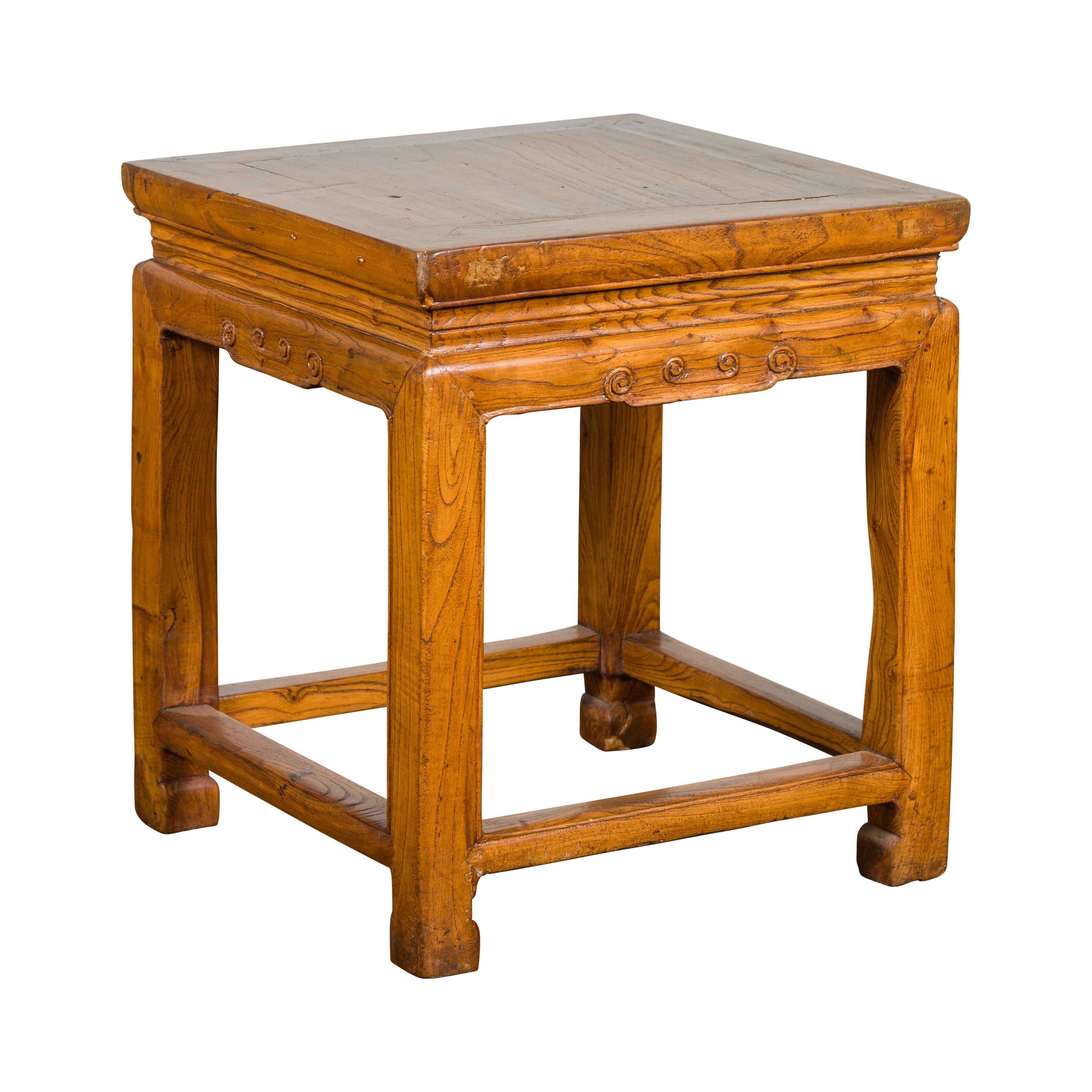 Drinks Table or Stool with Carved Apron, Horse Hoof Feet and Side Stretchers For Sale 8