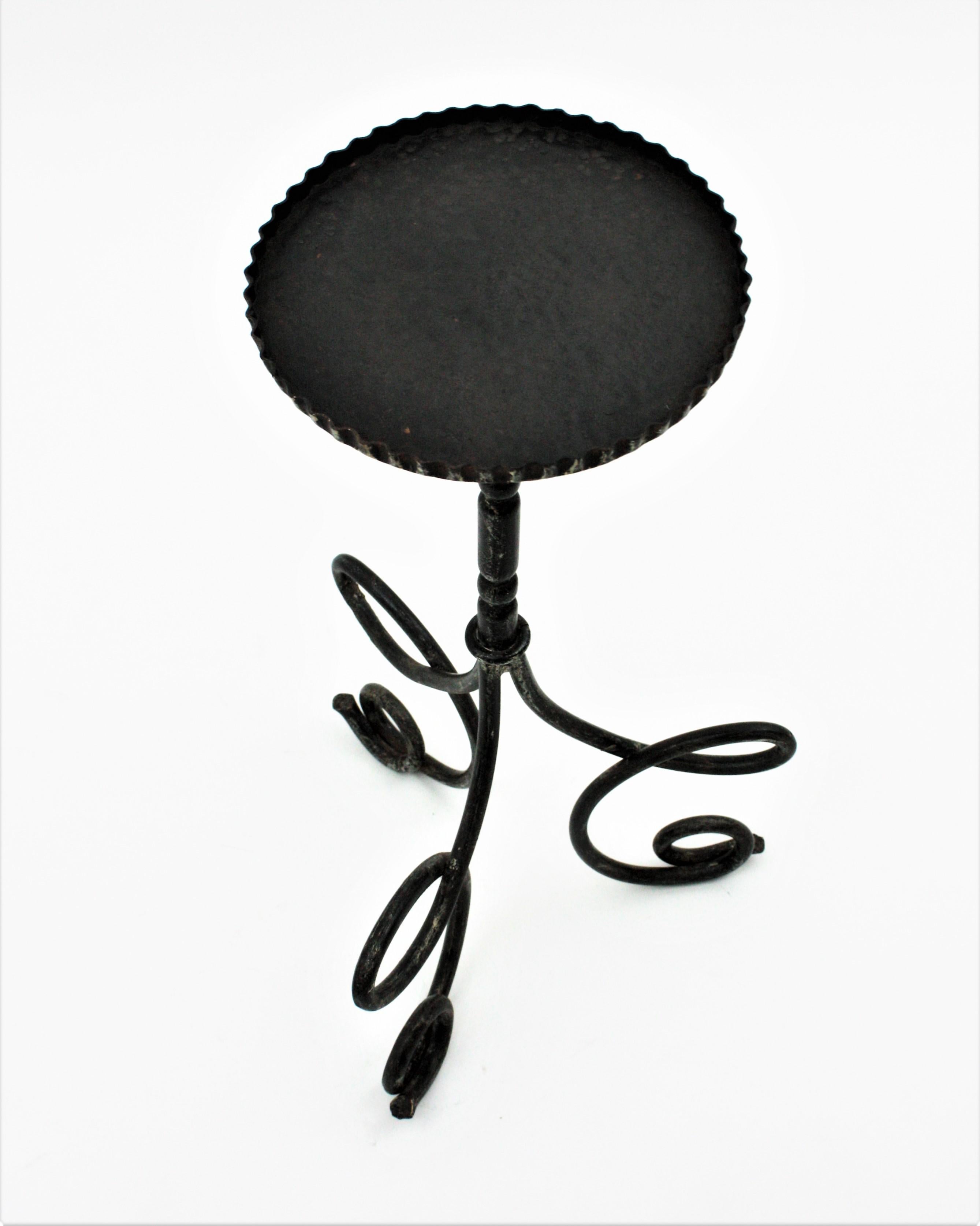 Drinks Table / Side Table / Martini Table by Ferro Art, Wrought Iron 2