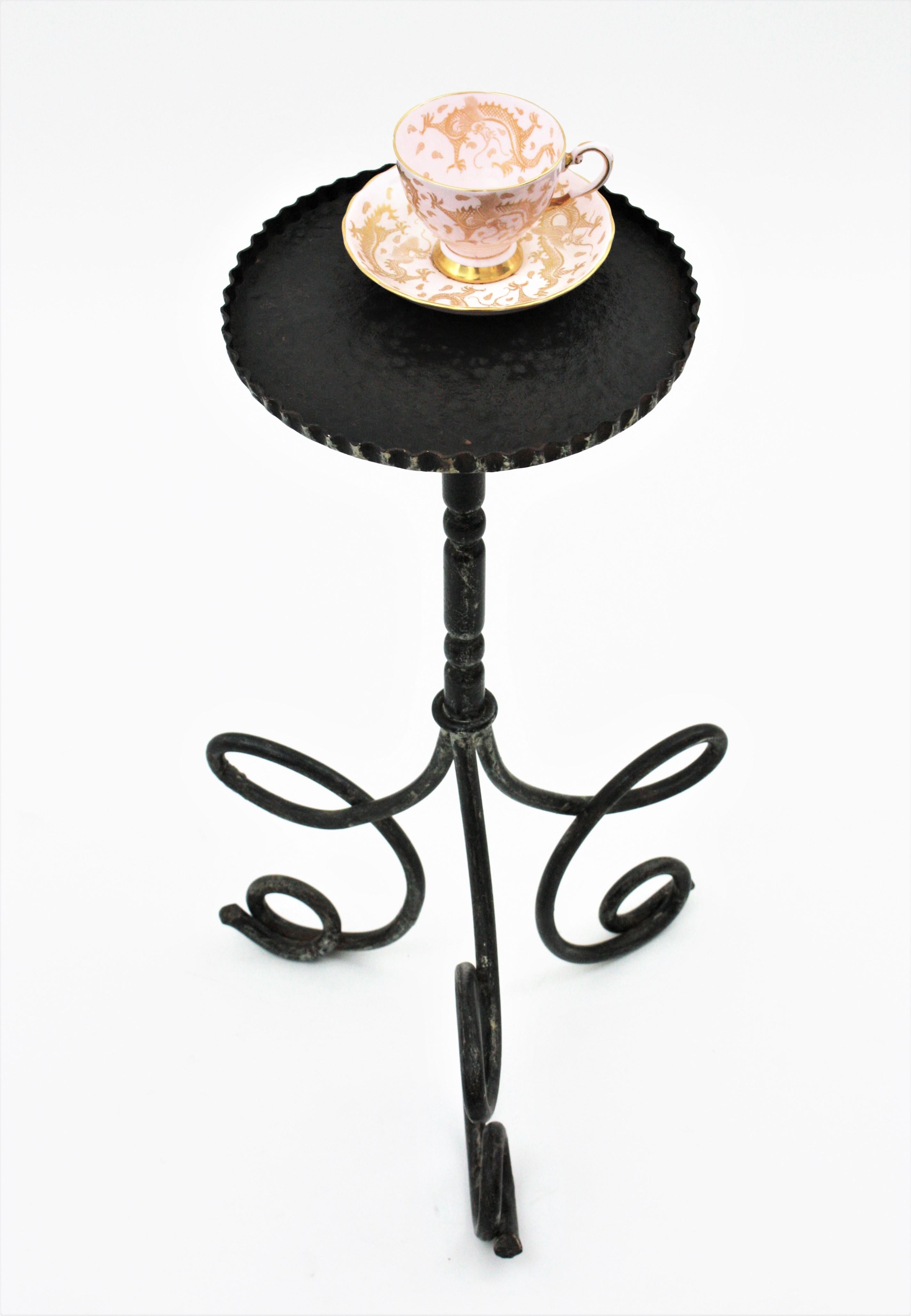 Drinks Table / Side Table / Martini Table by Ferro Art, Wrought Iron 4