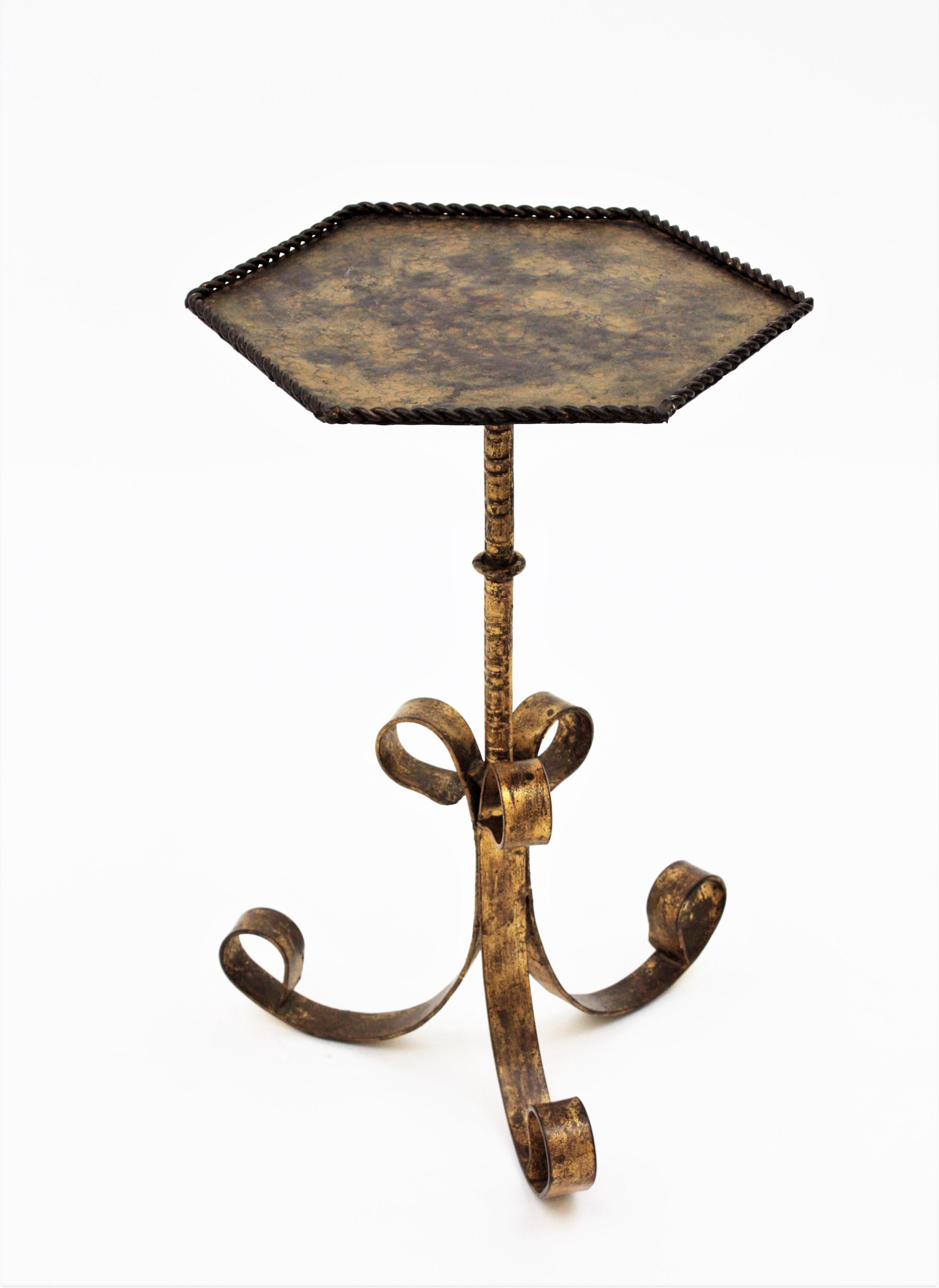 Drinks Table / Side Table / Martini Table in Gilt Iron 1
