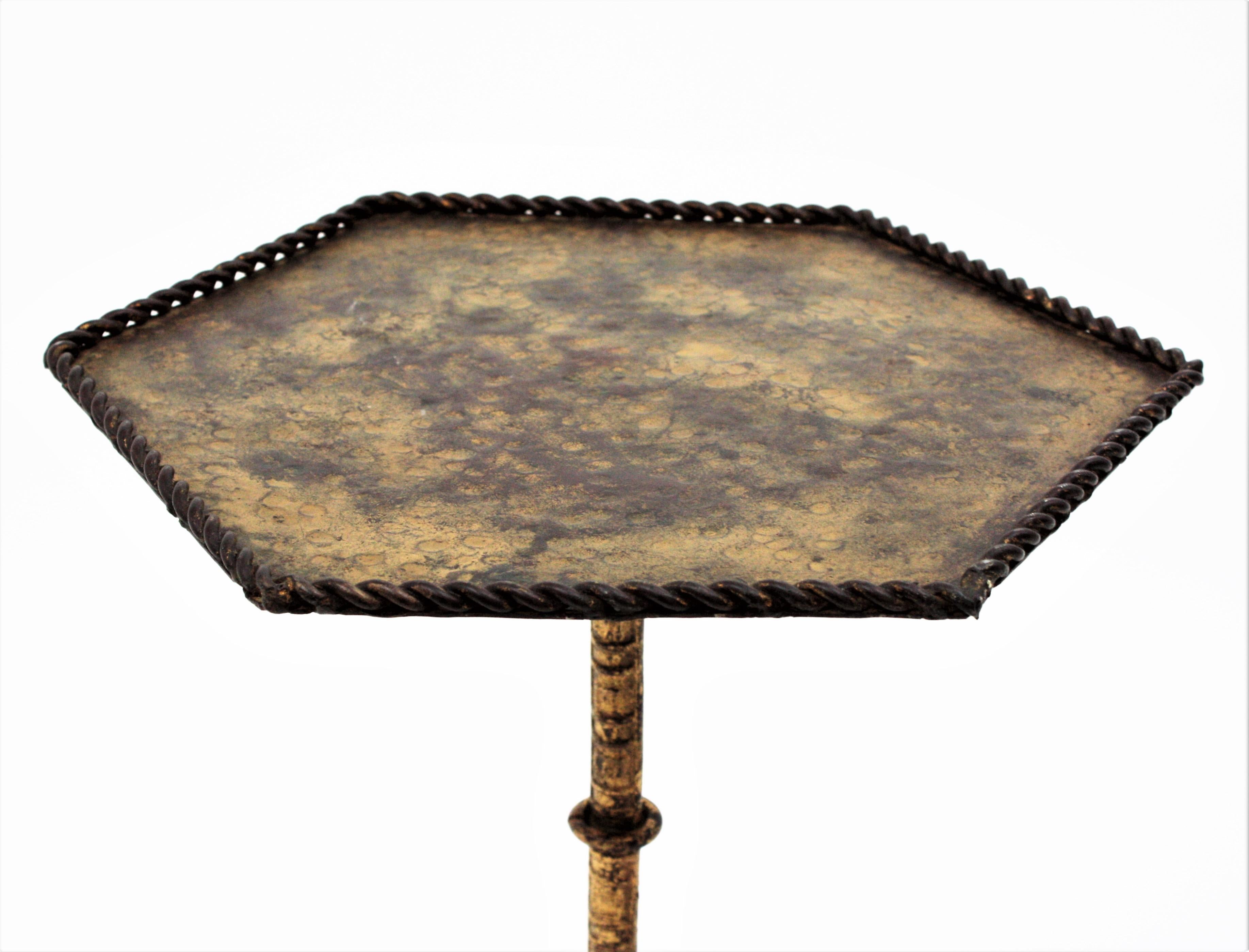 Drinks Table / Side Table / Martini Table in Gilt Iron 2