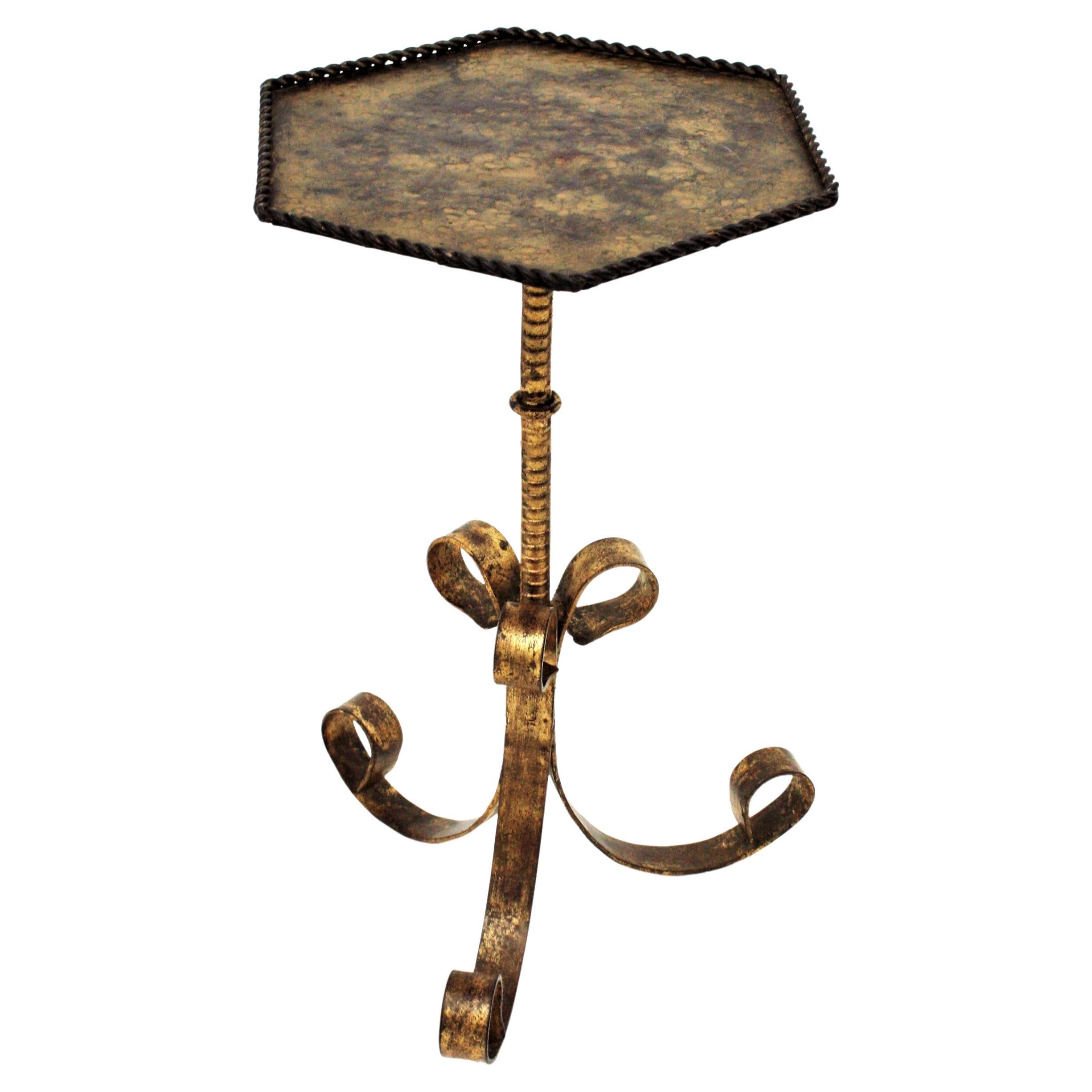 Drinks Table / Side Table / Martini Table in Gilt Iron