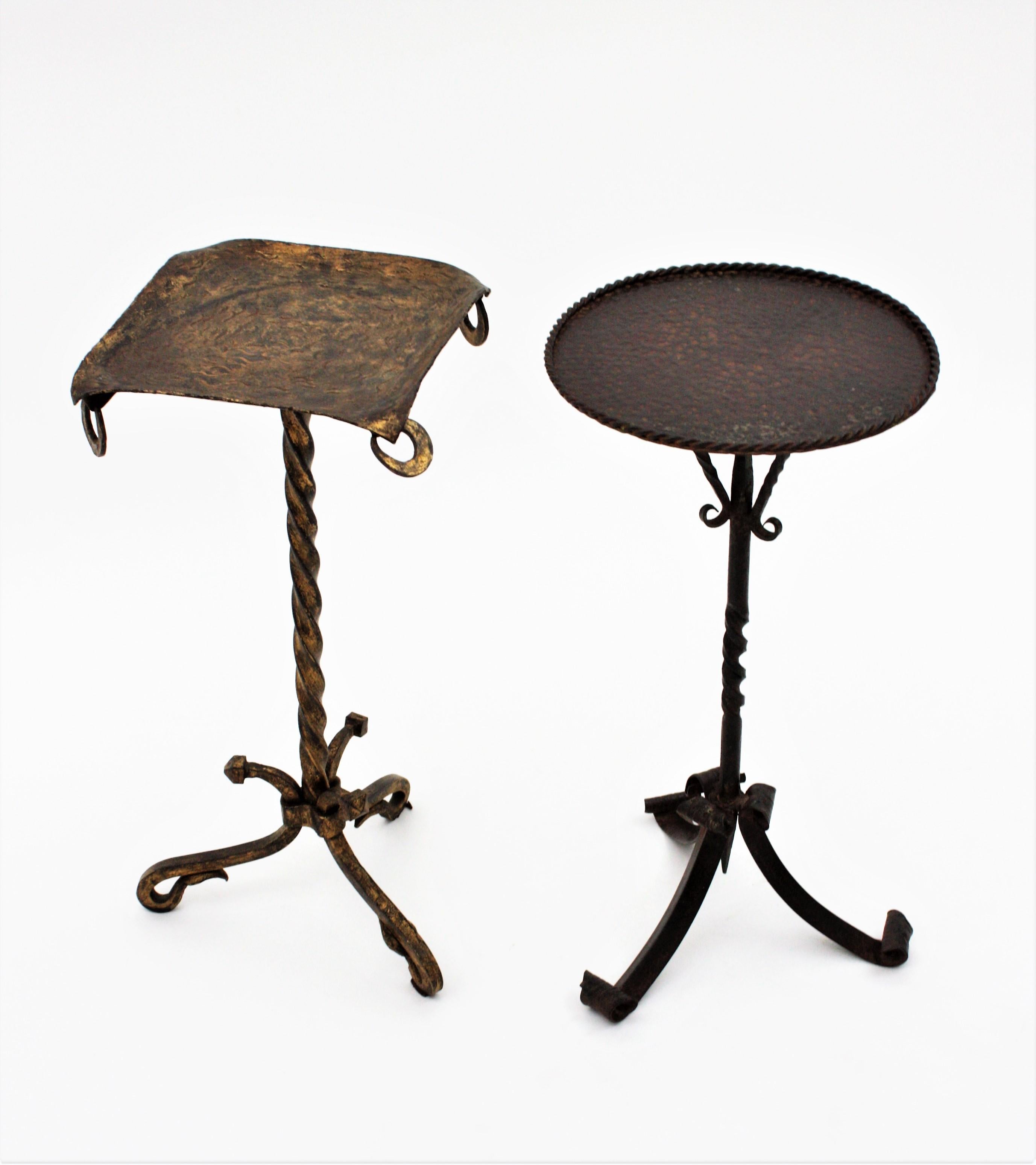 Drinks Table / Side Table / Martini Table in Gilt Wrought Iron 13