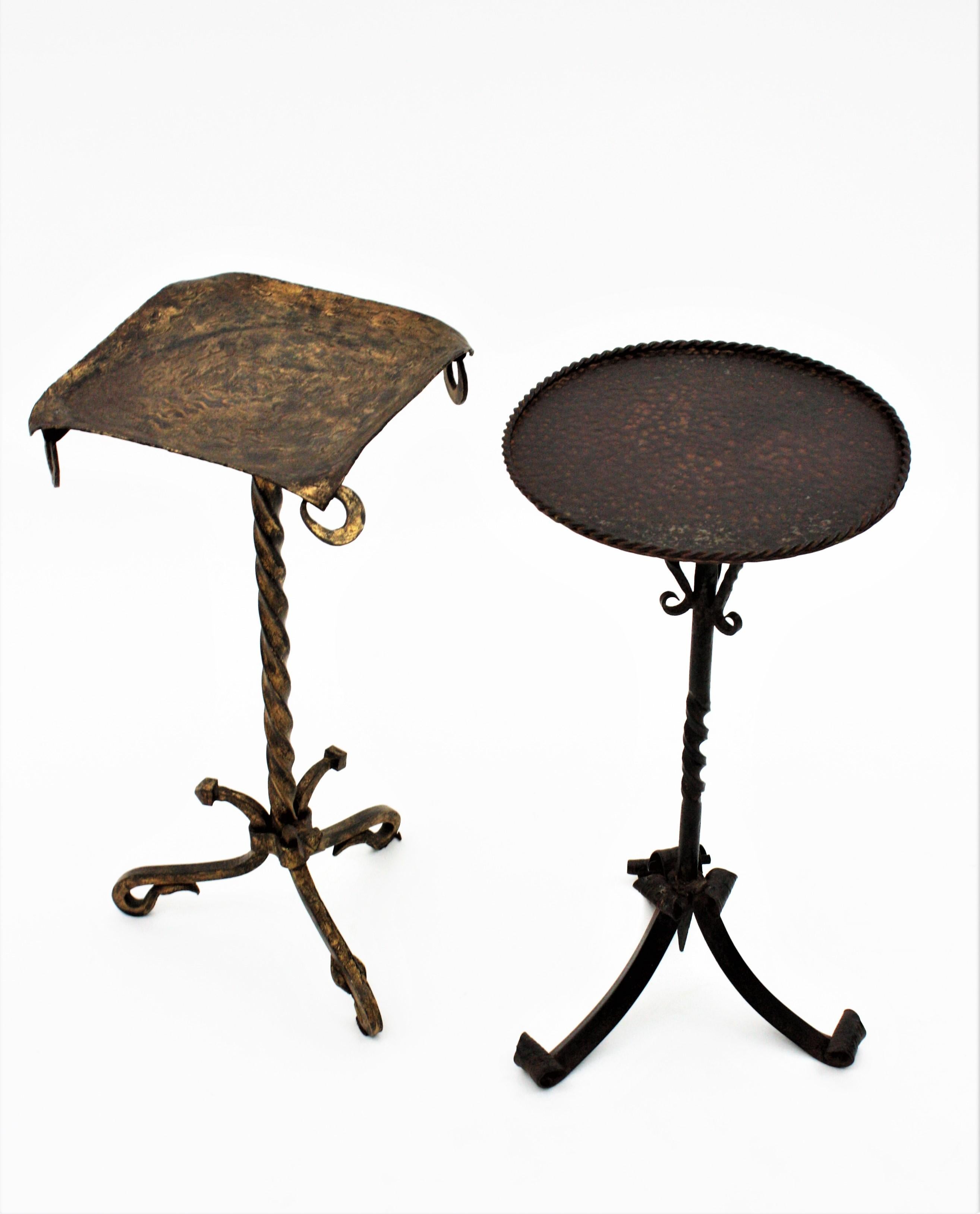 20th Century Drinks Table / Side Table / Martini Table in Gilt Wrought Iron