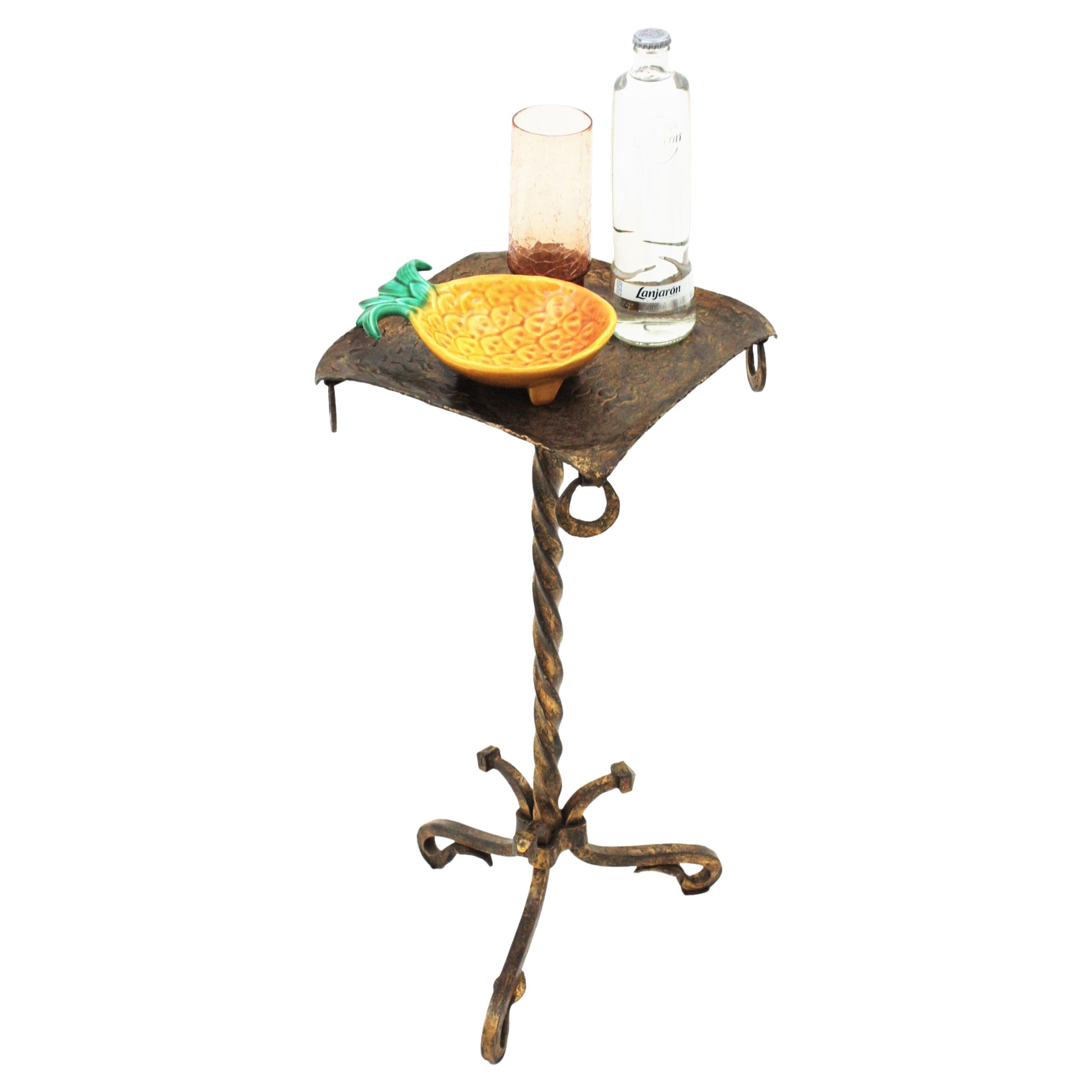 Drinks Table / Side Table / Martini Table in Gilt Wrought Iron