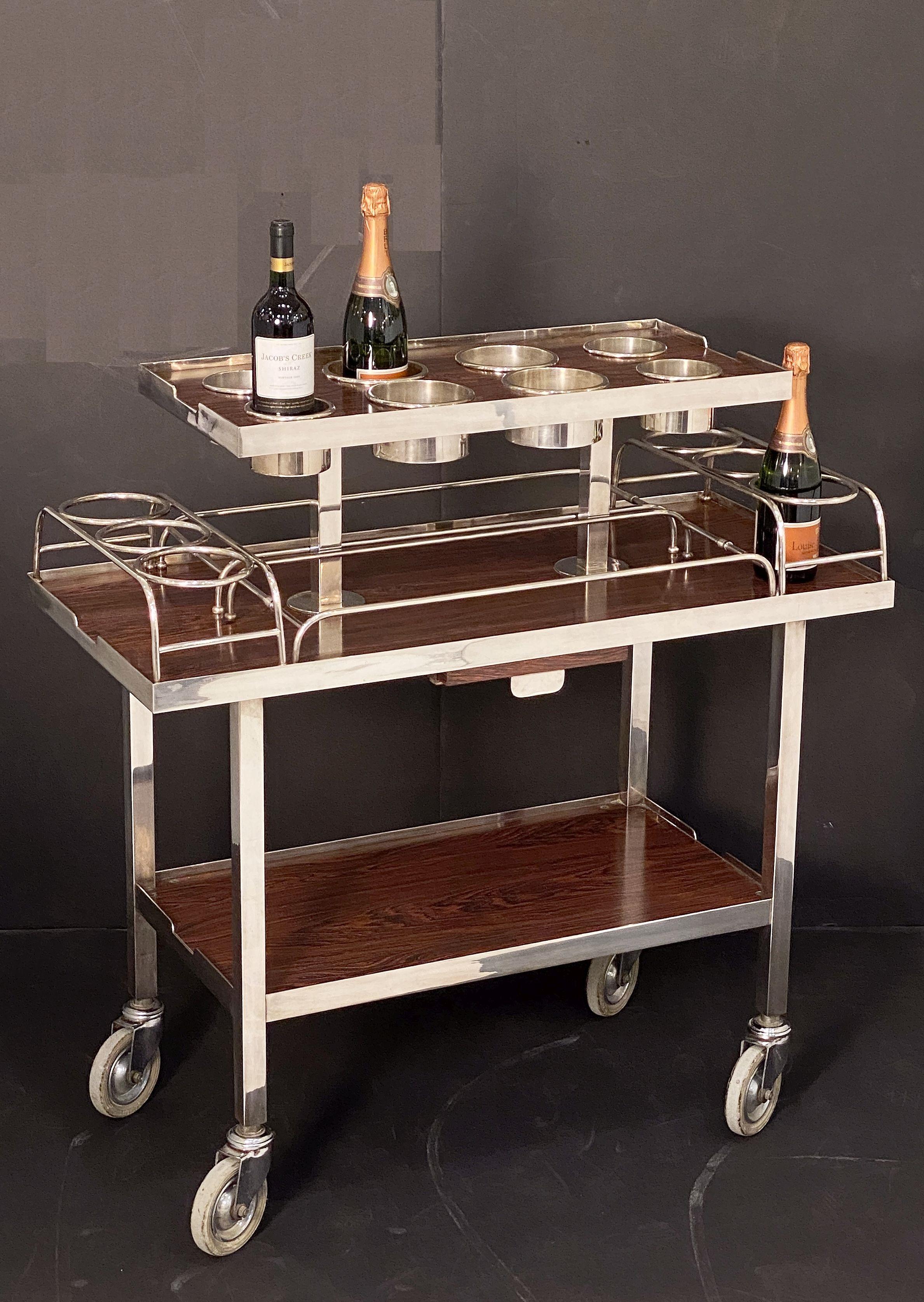 Mid-Century Modern Drink's Trolley by Drakes Silversmiths England (from Ritz Hotel, Paris)