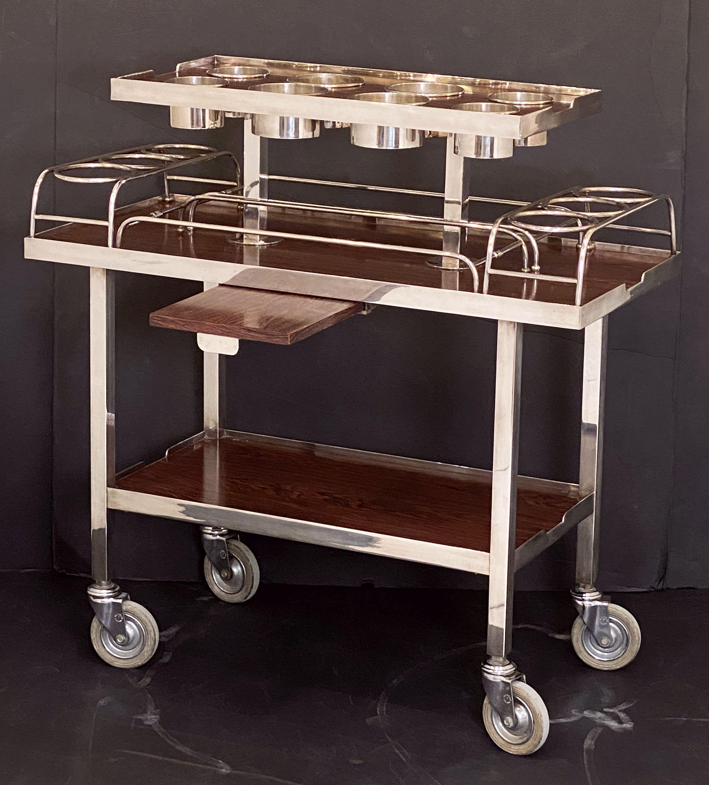Drink's Trolley by Drakes Silversmiths England (from Ritz Hotel, Paris) In Good Condition In Austin, TX
