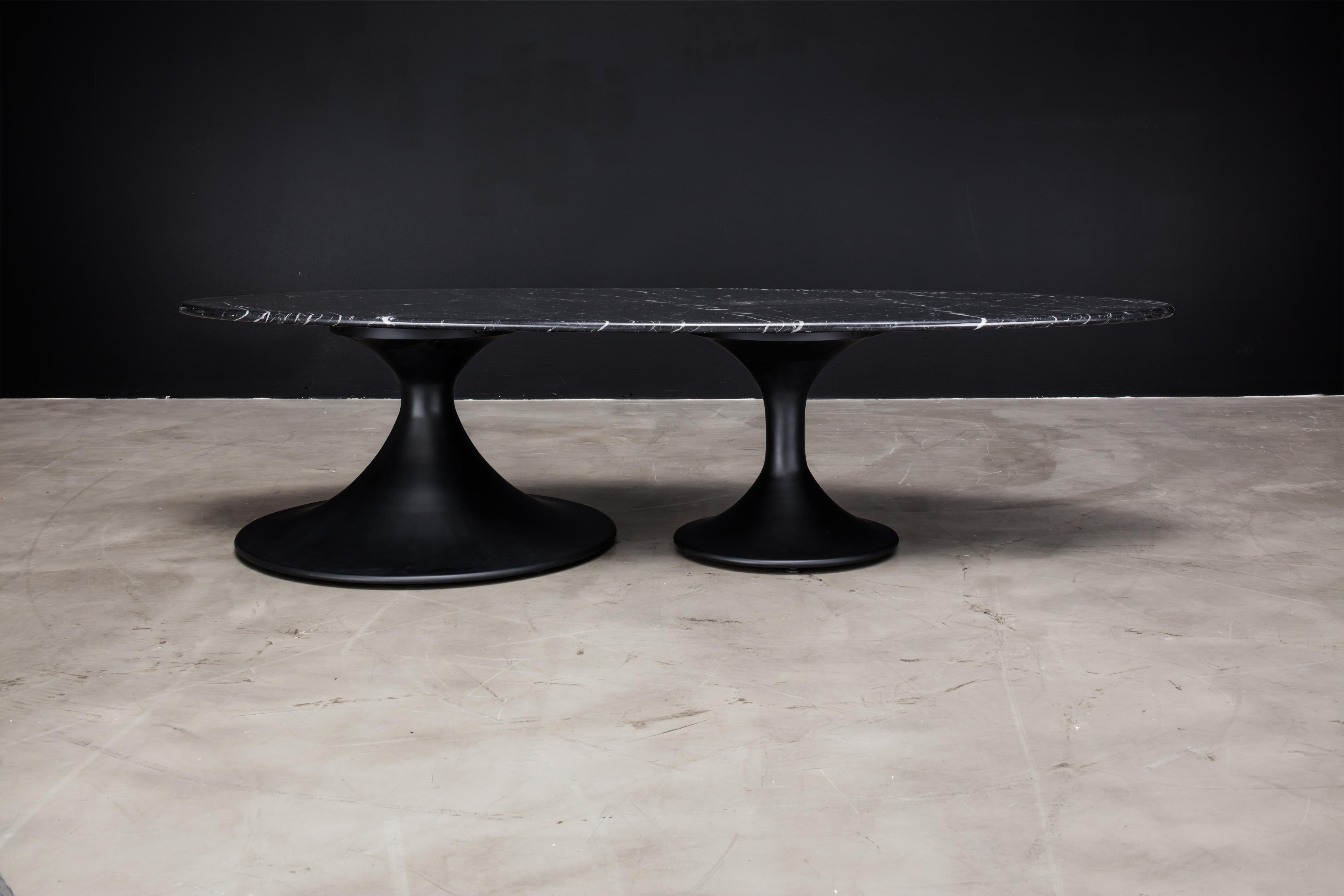 Modern DRIP COFFEE TABLE - Powder-Coated Black and Nero Marquina Marble For Sale