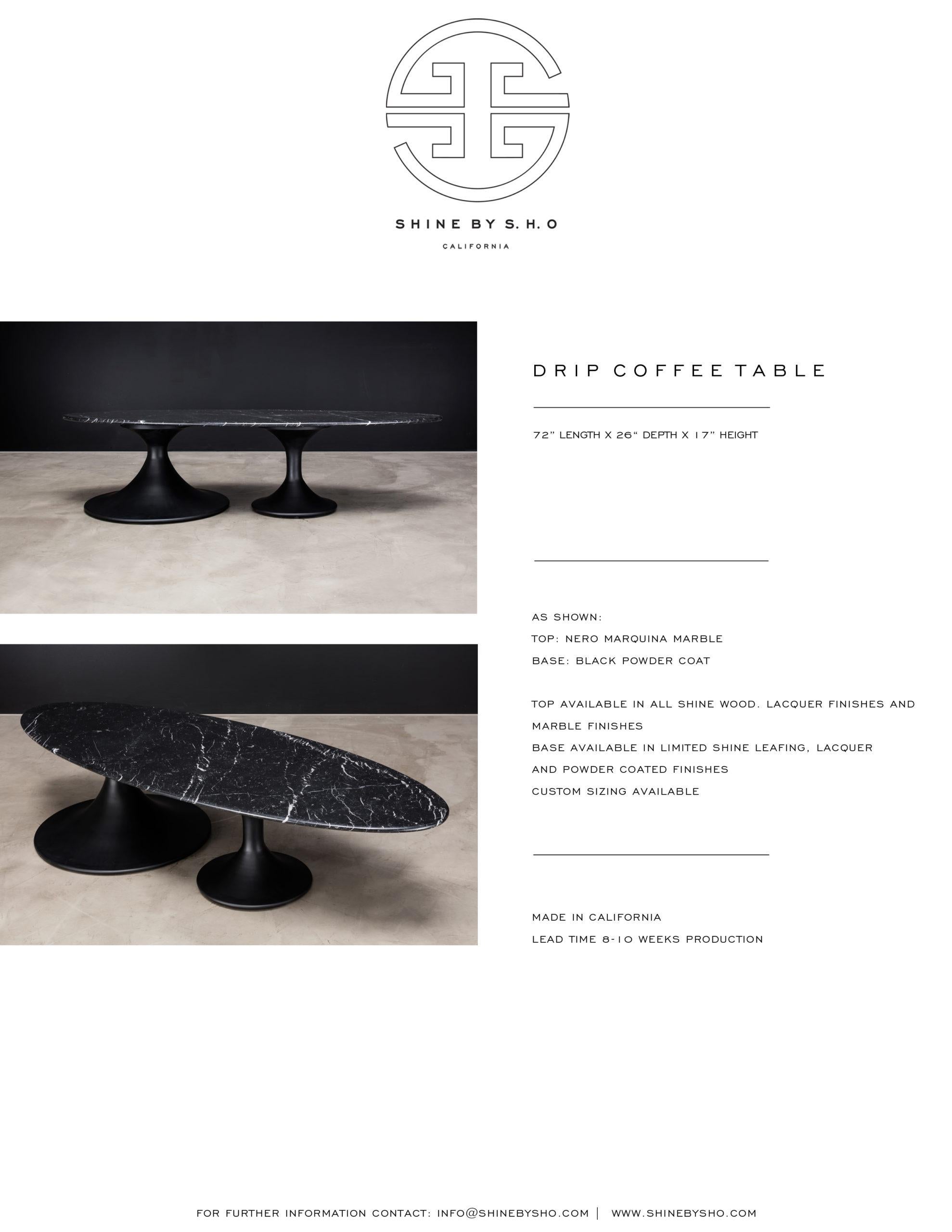 American DRIP COFFEE TABLE - Powder-Coated Black and Nero Marquina Marble For Sale