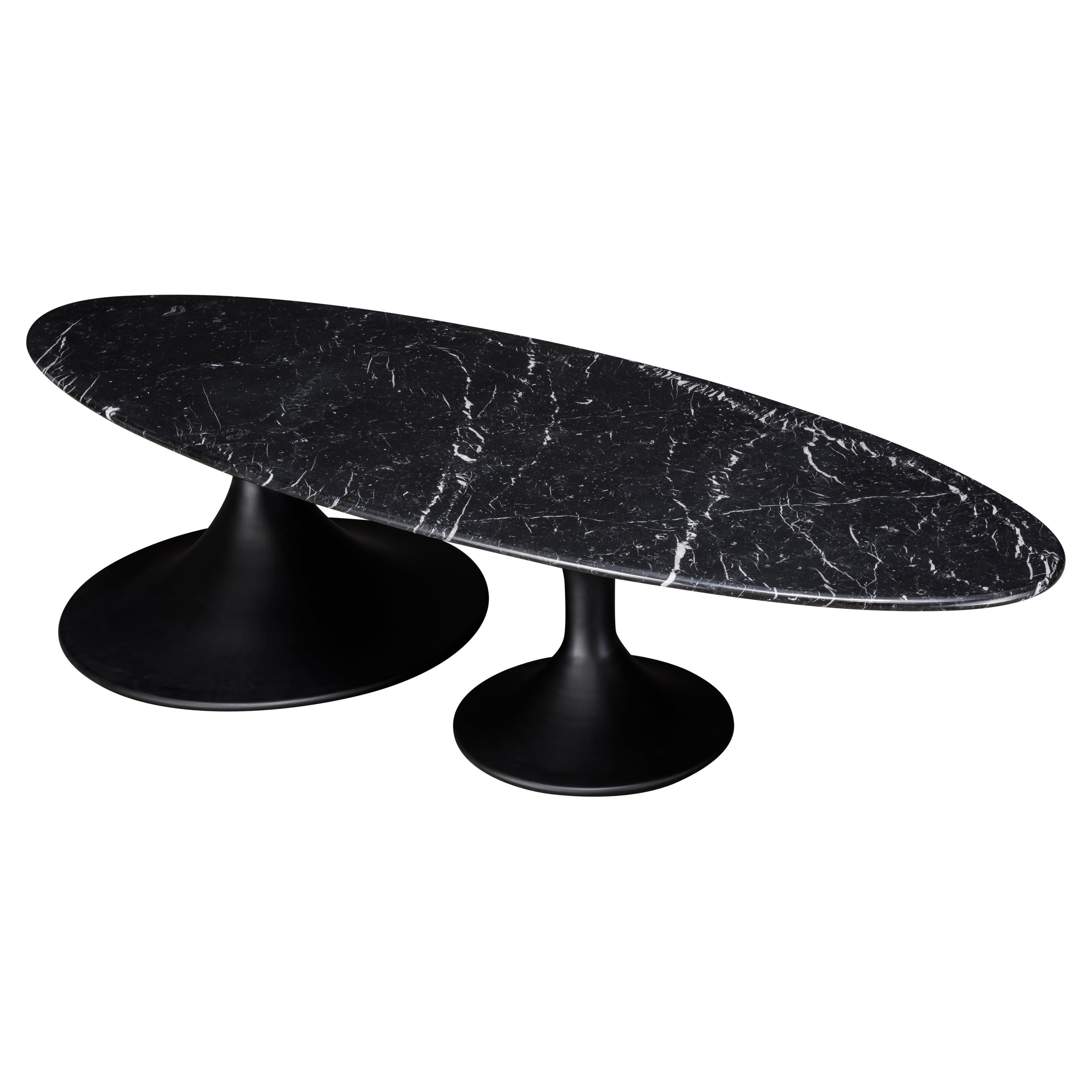 DRIP COFFEE TABLE – Pulverbeschichtetes schwarzes + Nero Marquina-Marmor, Muster für den Ausstellungsraum