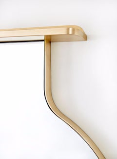 Miroir goutte à goutte, miroir mural minimaliste en bronze brossé avec étagères