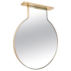 “Drip Drop Mirror”, Minimalist Brushed Bronze Wall Mirror with Shelving