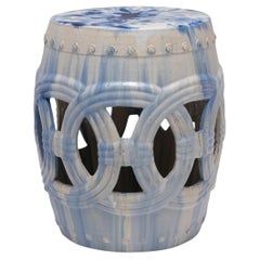Drip Glaze Blue & White Prosperity Garden Stool