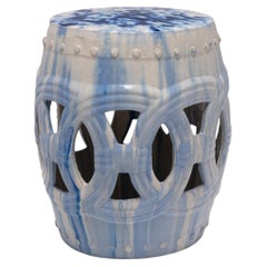 Drip Glaze Blue & White Prosperity Garden Stool