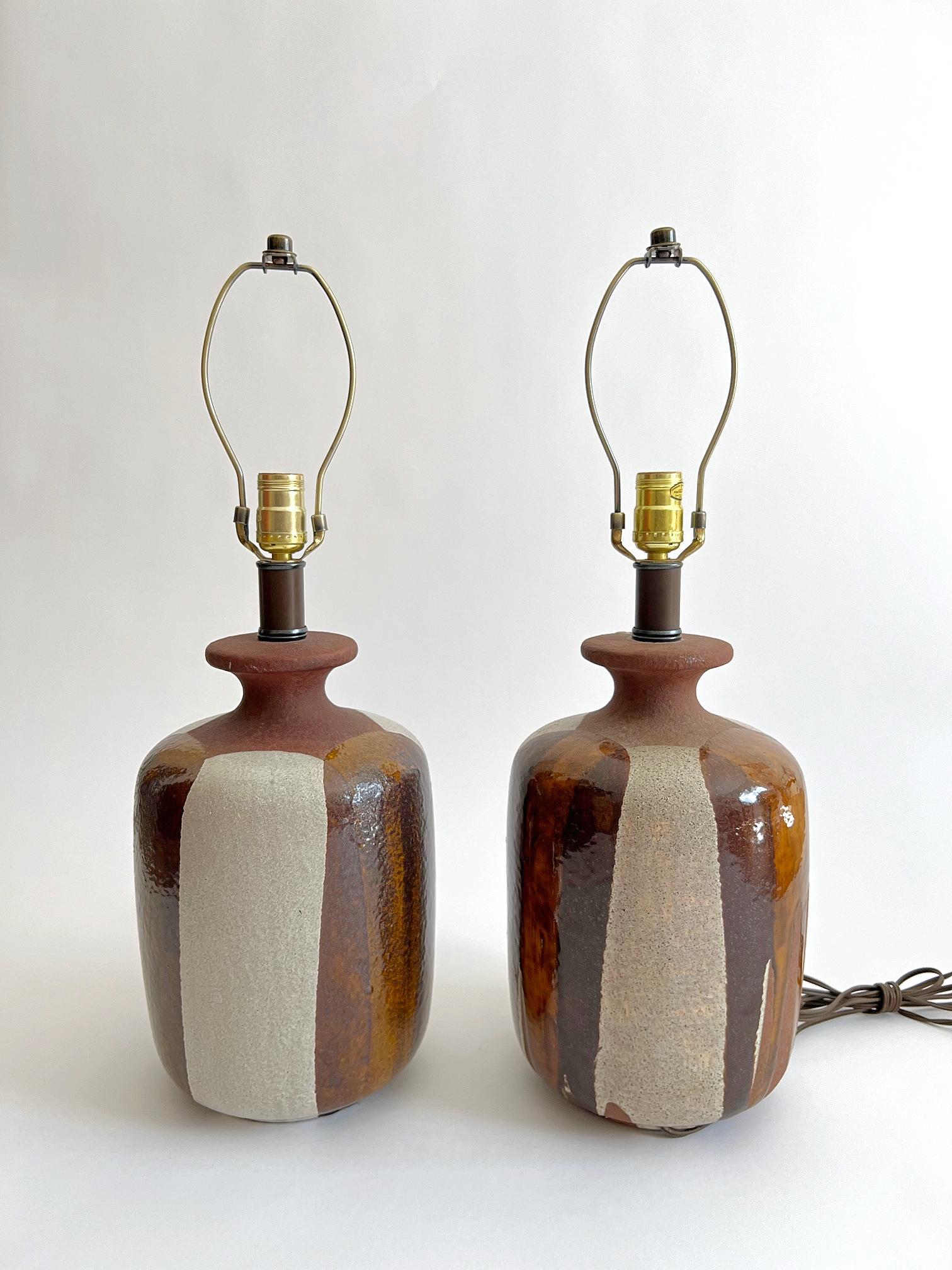 Lámparas de cerámica vidriada, años 60, estilo David Cressey Cerámico en venta