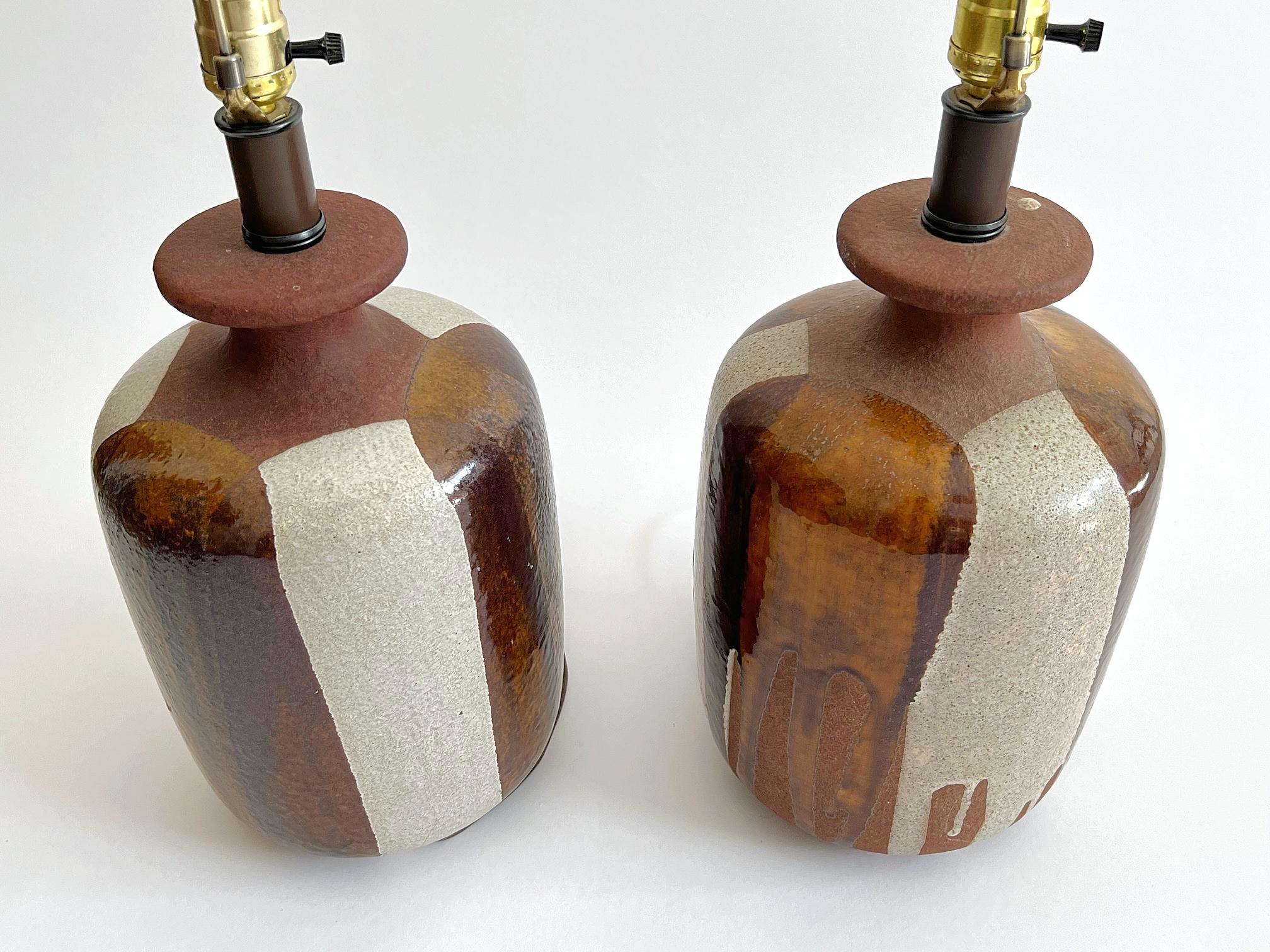 Lámparas de cerámica vidriada, años 60, estilo David Cressey en venta 1