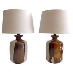 Lampade in ceramica con smalto a goccia, anni '60, stile David Cressey