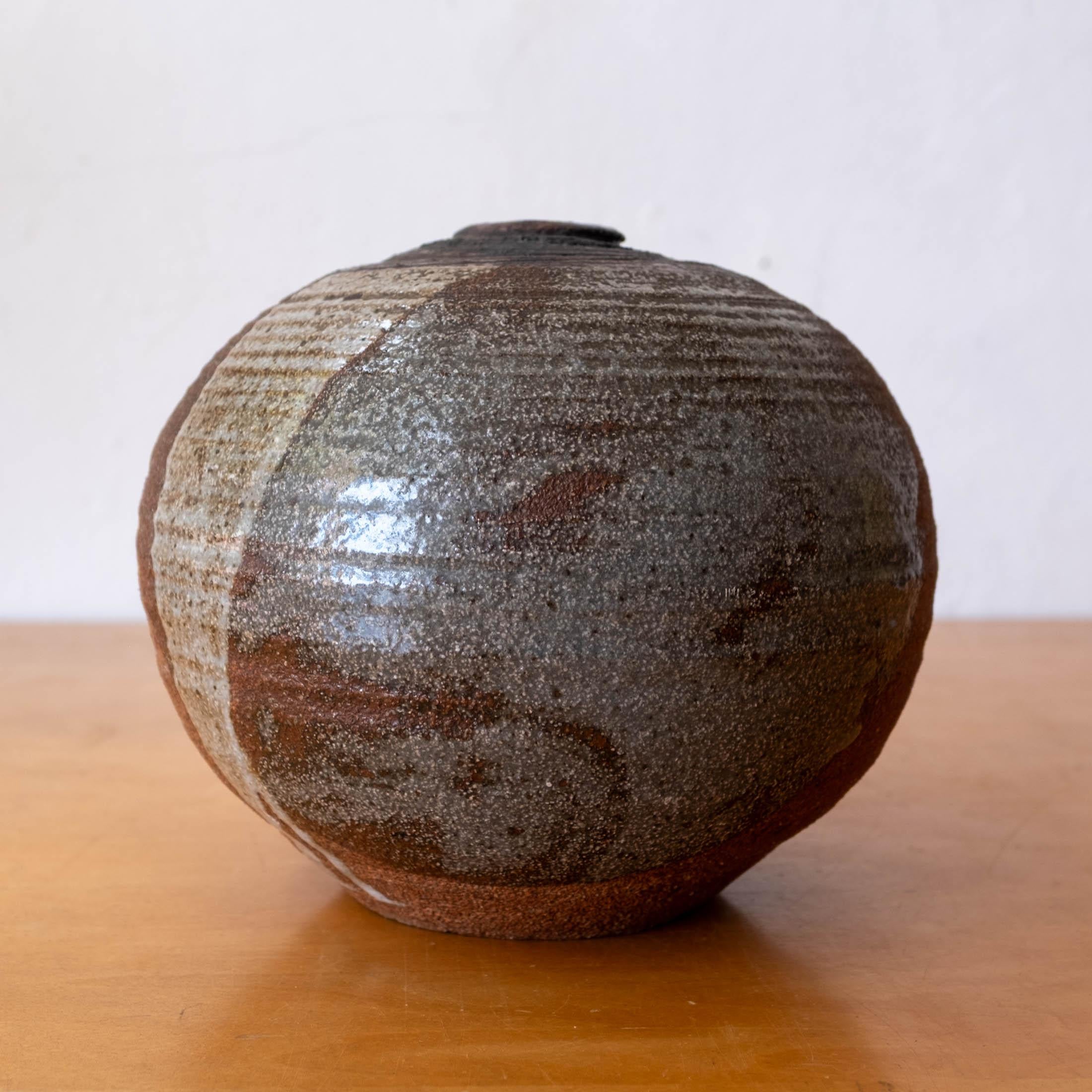 Mid-Century Modern Drip Glaze Ceramic Moon Pot Vase California Pottery For Sale