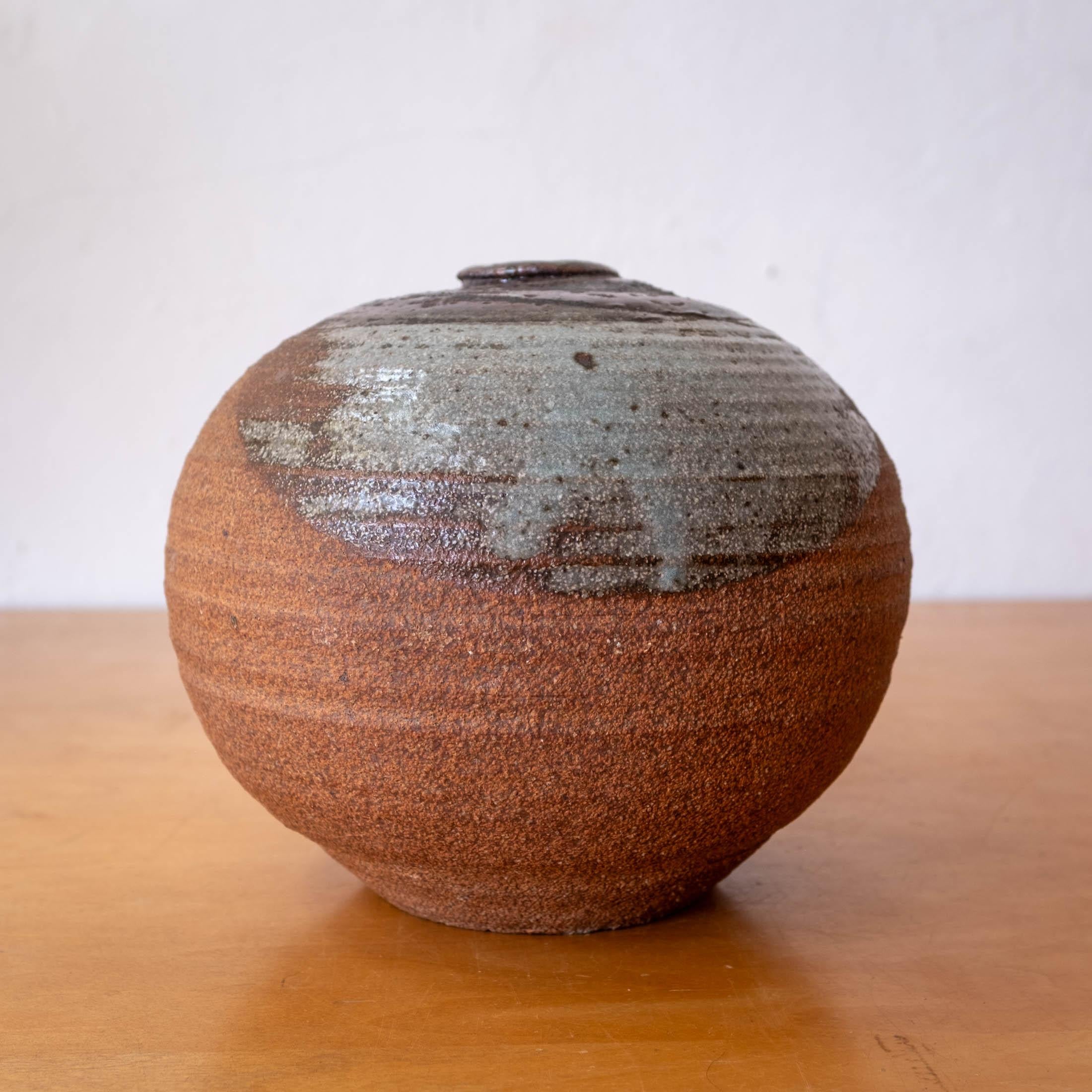 Mid-20th Century Drip Glaze Ceramic Moon Pot Vase California Pottery For Sale