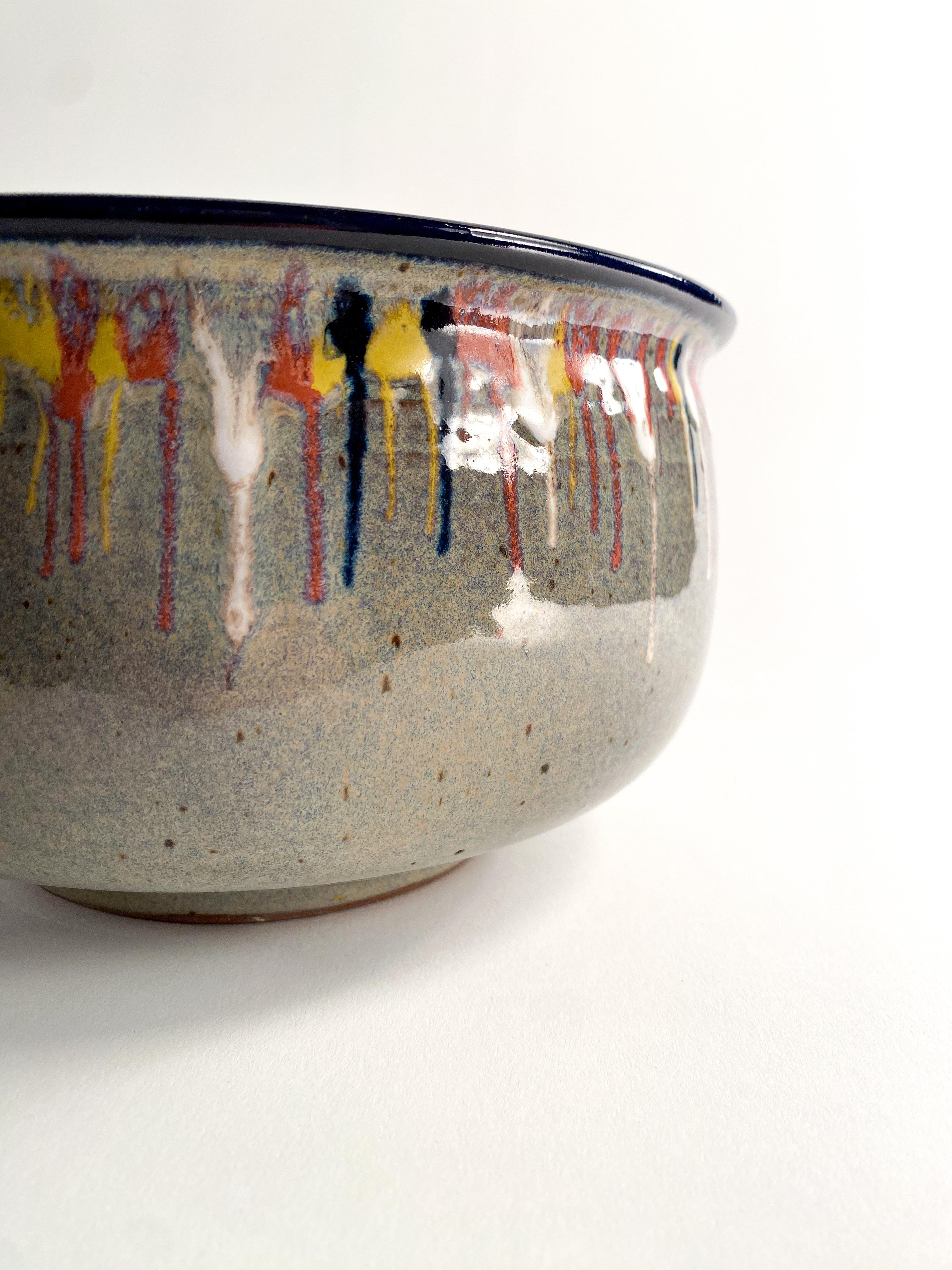 Drip Glaze Studio Pottery Bowl In Good Condition For Sale In Philadelphia, PA