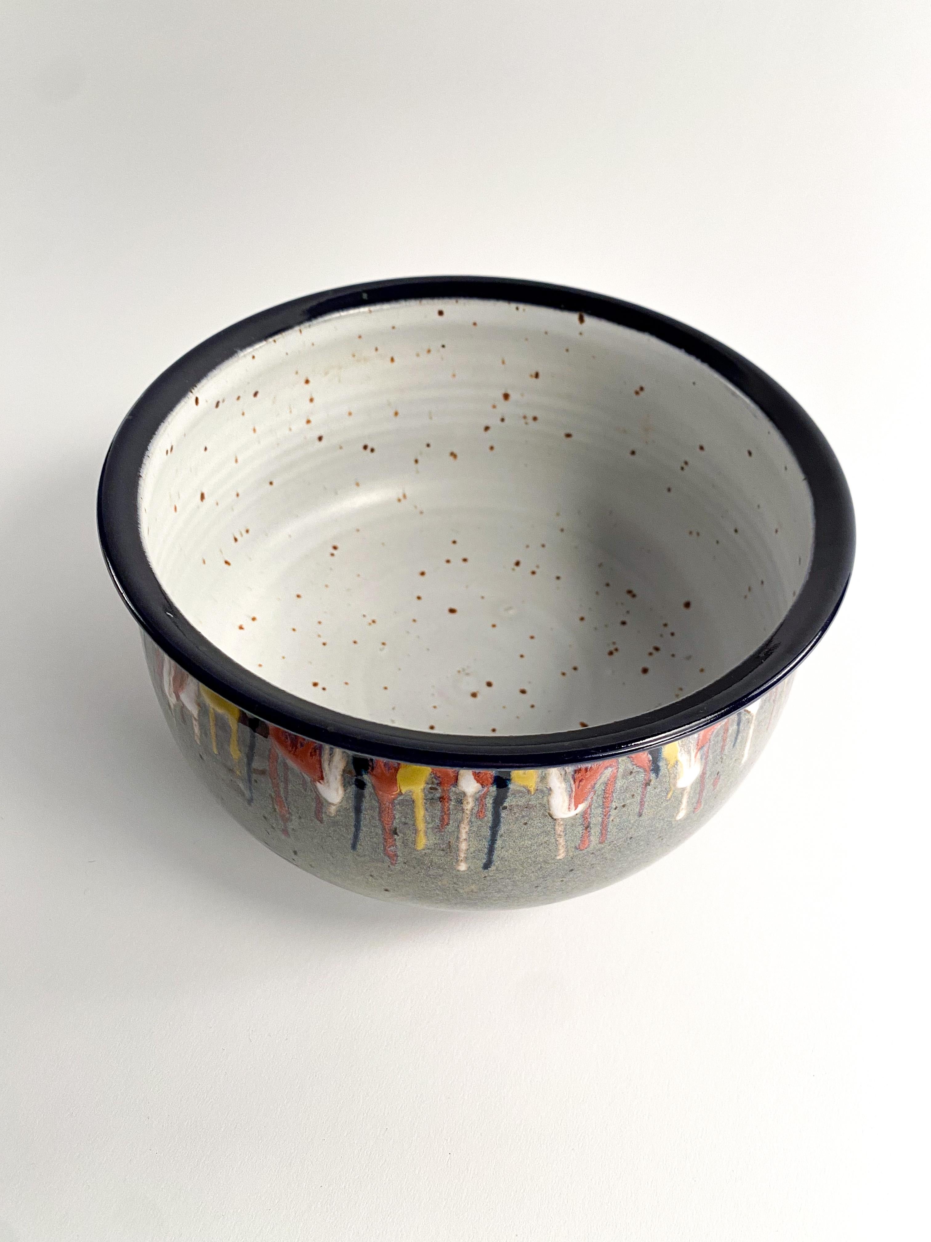Ceramic Drip Glaze Studio Pottery Bowl For Sale