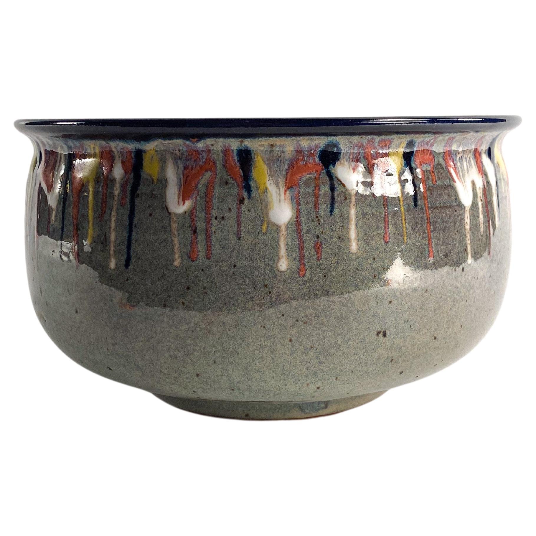 Drip Glaze Studio Pottery Bowl For Sale