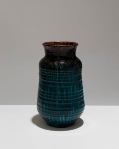 Drip-Glazed Faience Vase, Accolay, 1950s