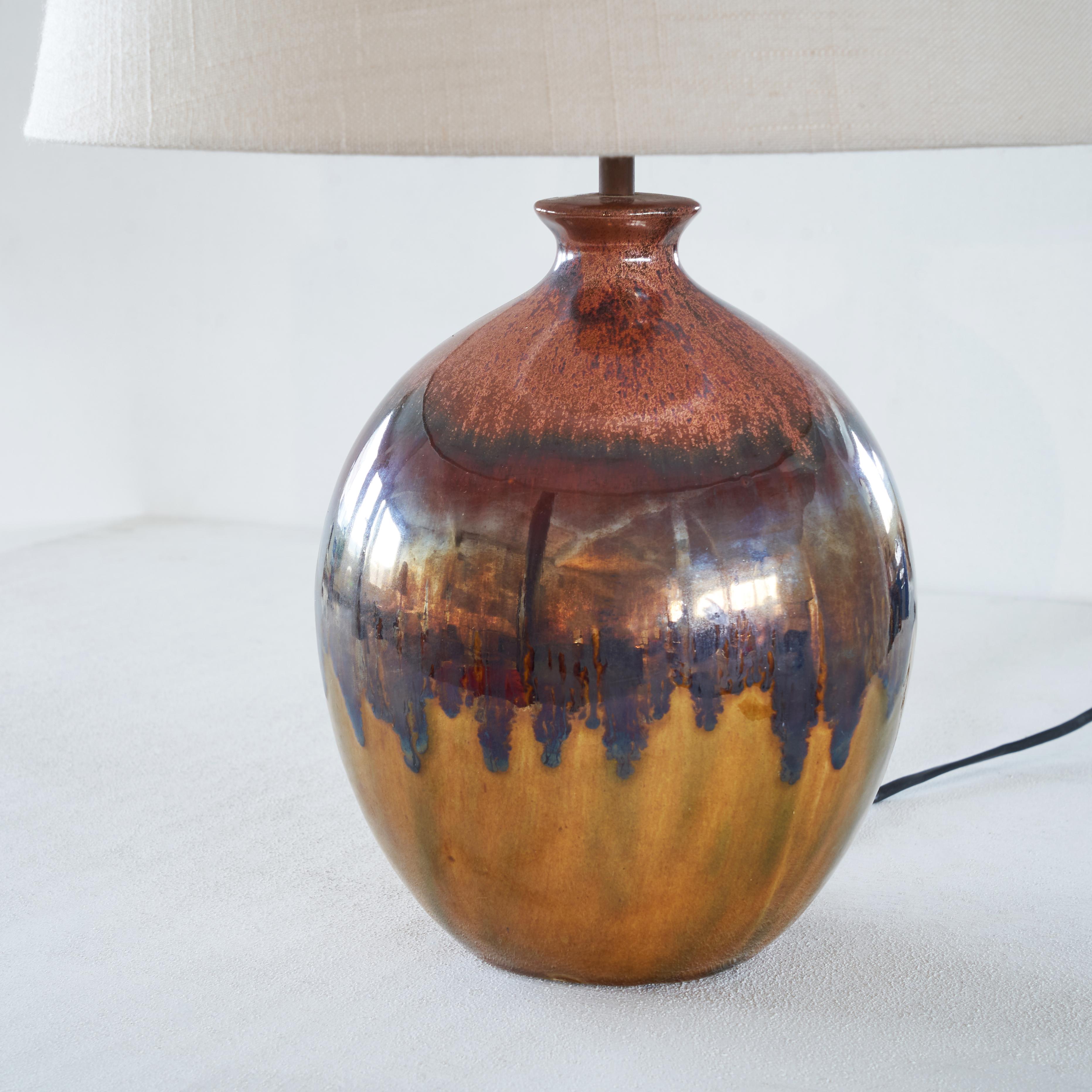 Drip Glazed Mid-Century Modern Table Lamp In Good Condition In Tilburg, NL