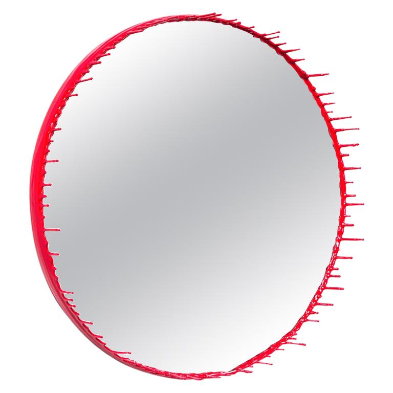 Drip Mirror, Primary Collection, Red by Elyse Graham, USA, 2015 For Sale