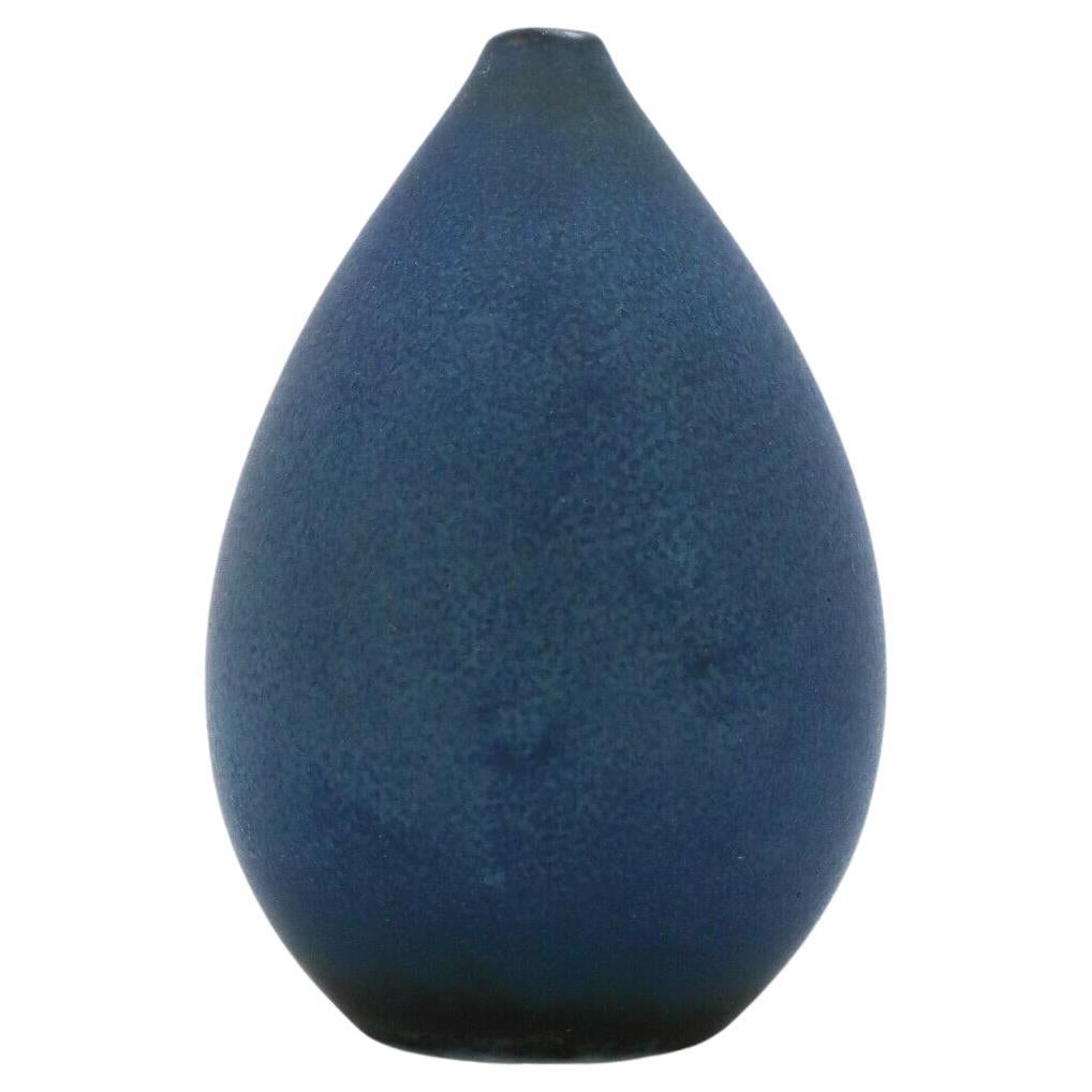 Drip-Shaped Vase, Carl-Harry Stålhane Rörstrand, Midcentury Blue Stoneware