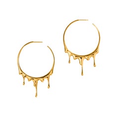Dripping 24k Gold Vermeil Circular L Earrings
