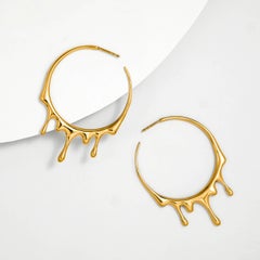 Runde M-1 Ohrringe aus 24 Karat Gold Vermeil mit Tropfenmuster