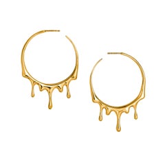 Dripping 24k Gold Vermeil Circular M-1 Earrings