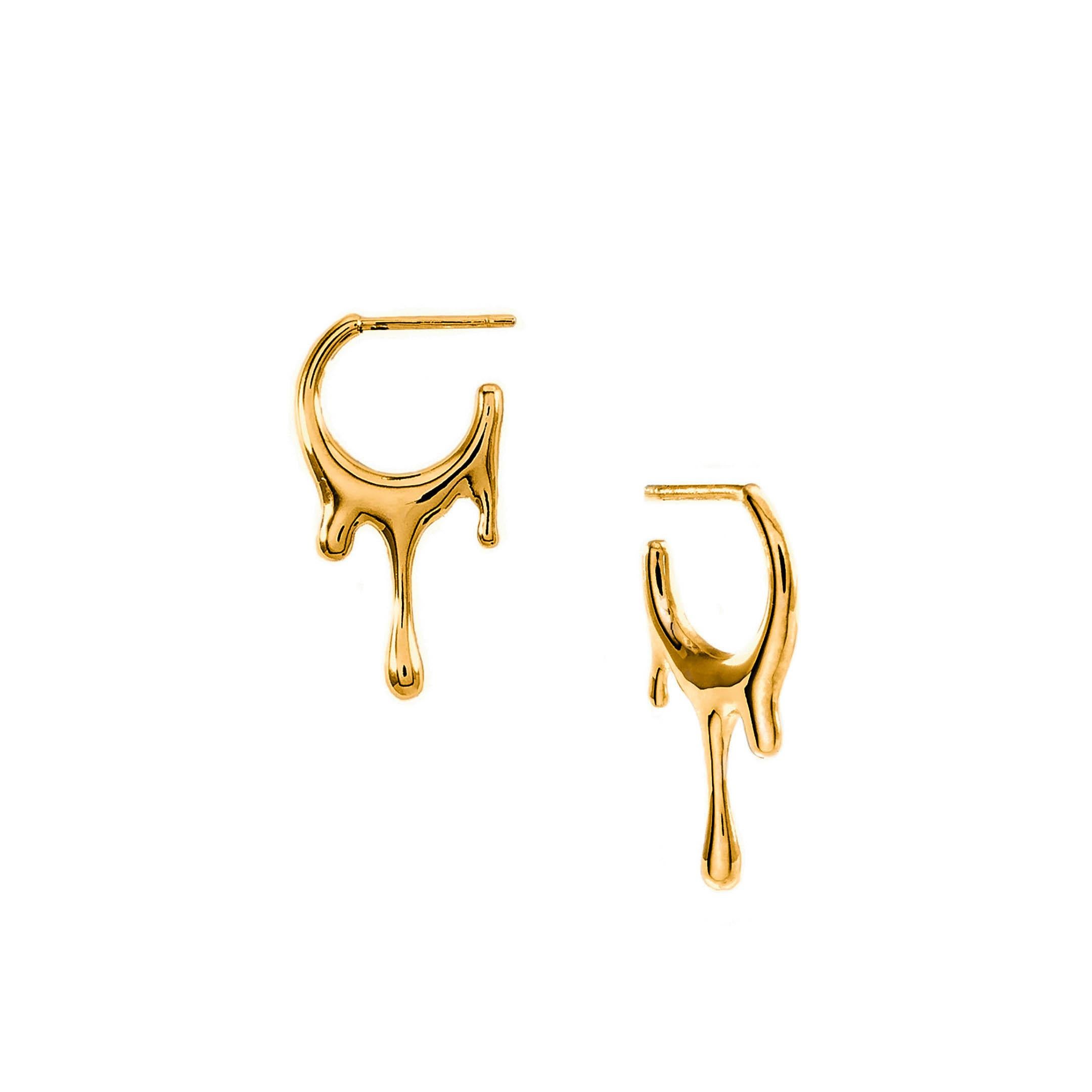 Dripping 24k Gold Vermeil Circular XS Earrings  For Sale