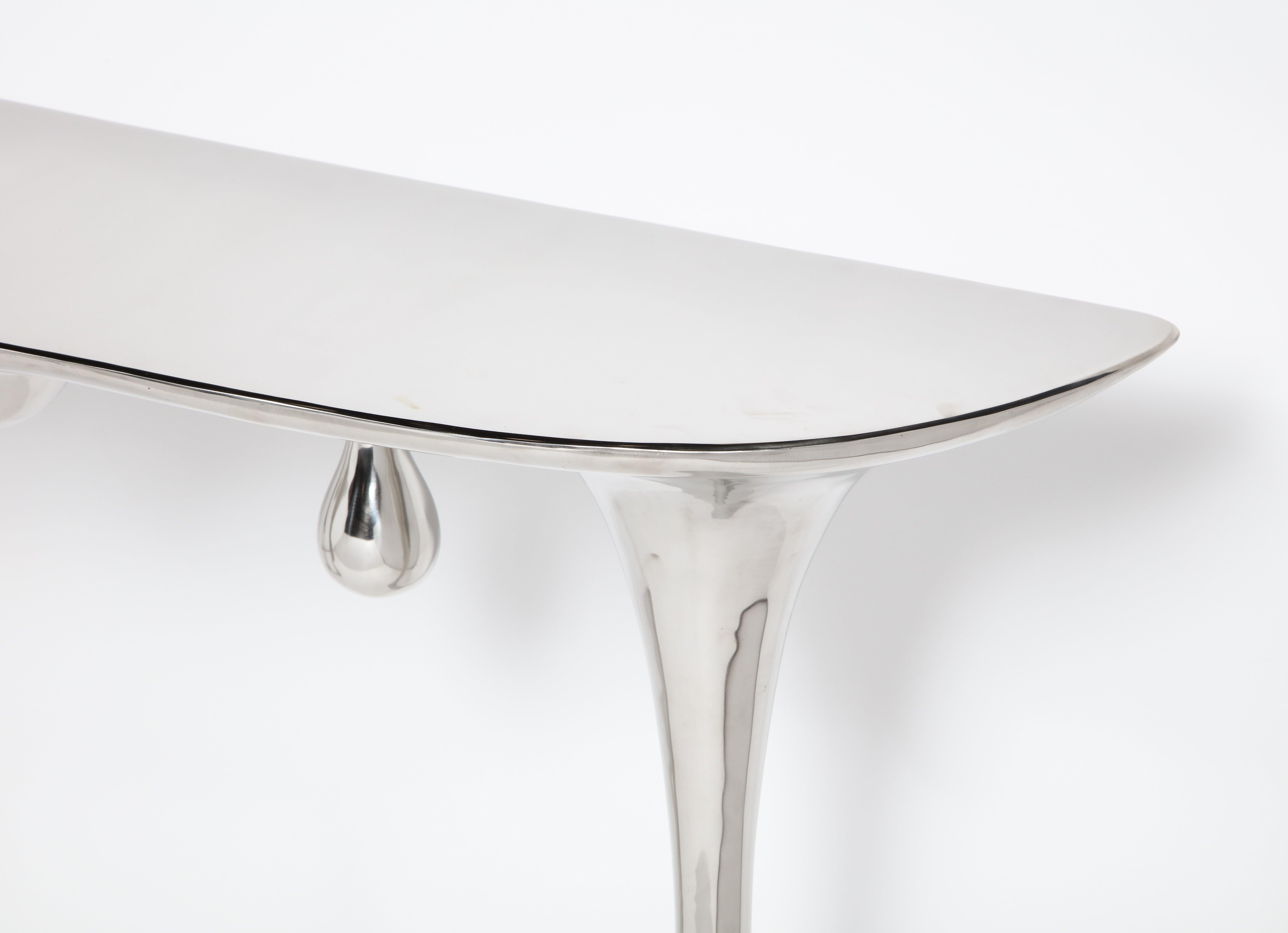 Table console coulissante n°2 Table d'entrée personnalisable en acier inoxydable en vente 3