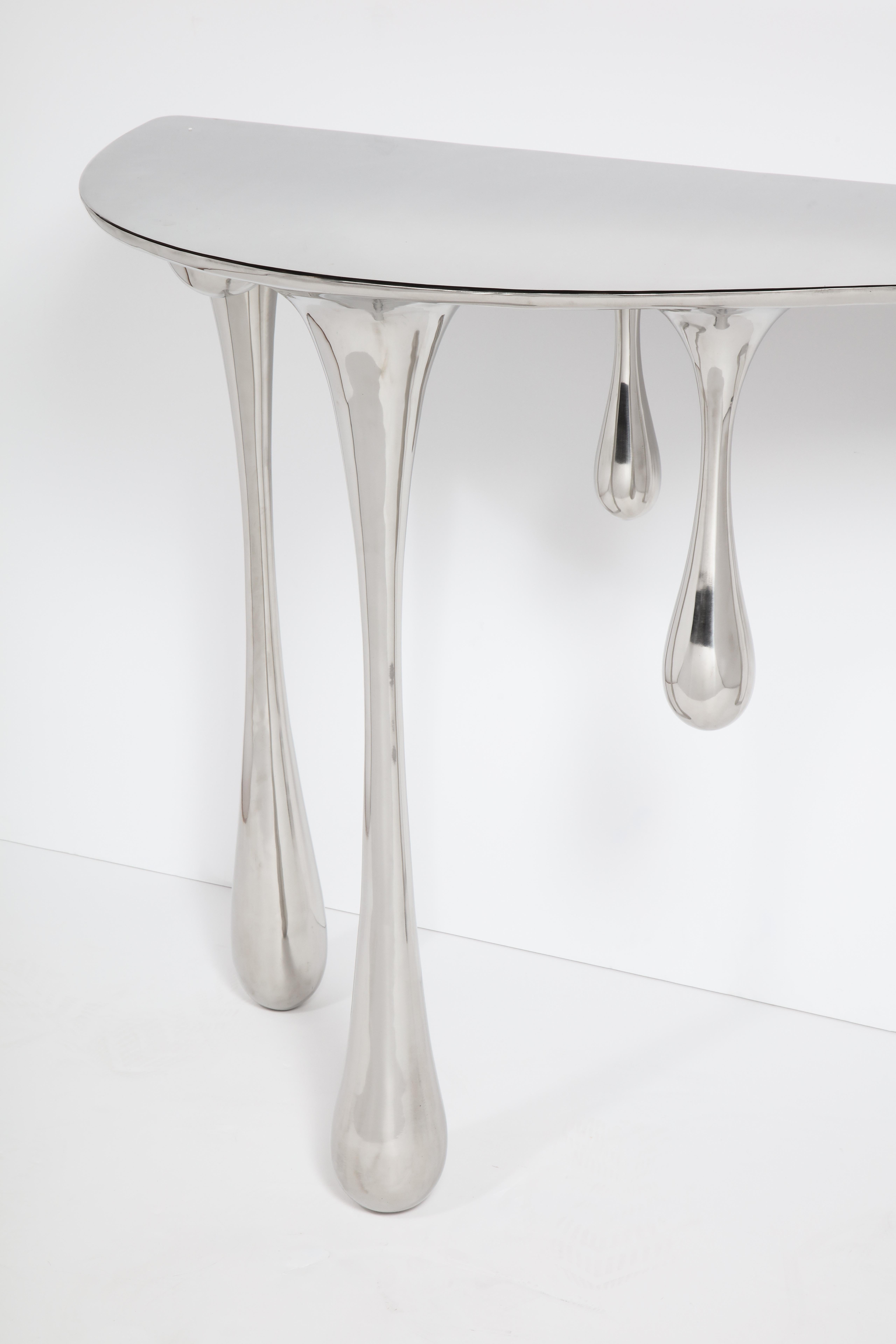 Dripping Console Table No.2 Hallway Entry Table Stainless Steel Customizable In New Condition In Beverly Hills, CA