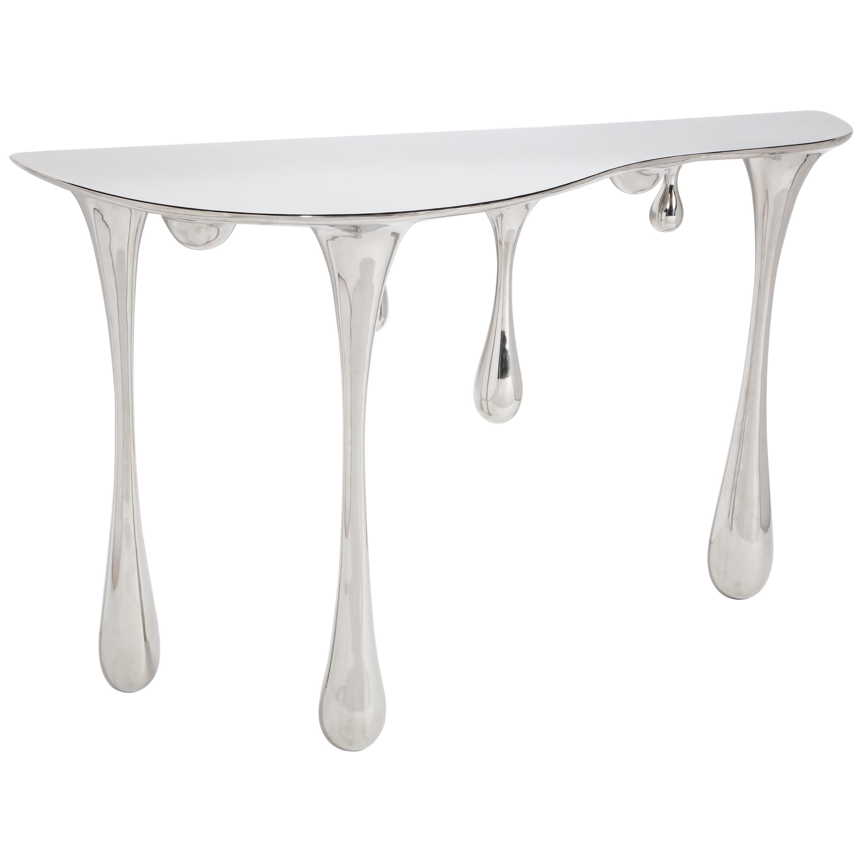 Dripping Console Table No.2 Hallway Entry Table Stainless Steel Customizable