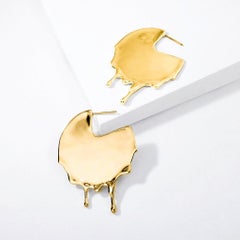 Dripping 24k Gold Vermeil Disc Earrings