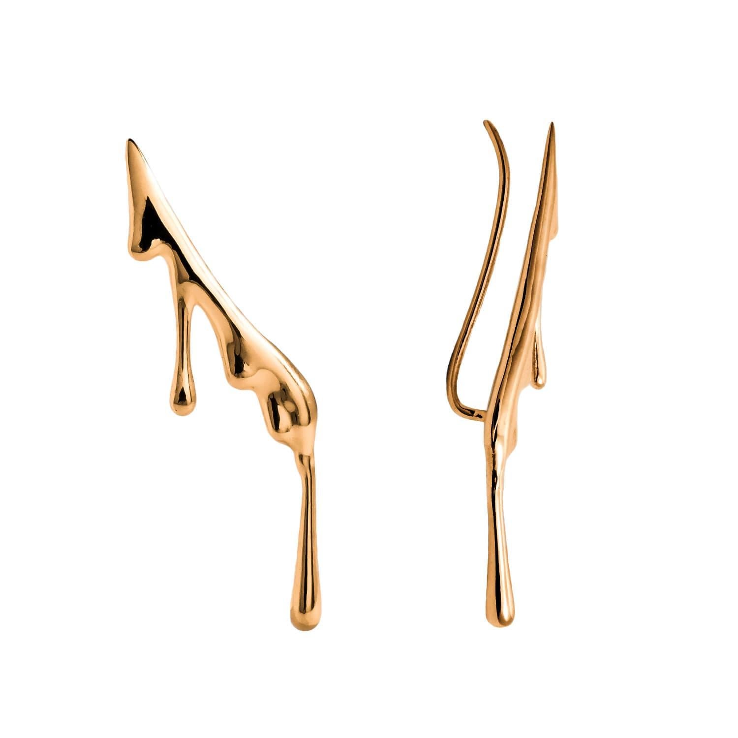 Dripping 24k Gold Vermeil Ear Climber Earrings