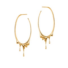 Dripping 24k Gold Vermeil Oval L Earrings