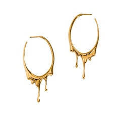 Dripping 24k Gold Vermeil Oval M Earrings