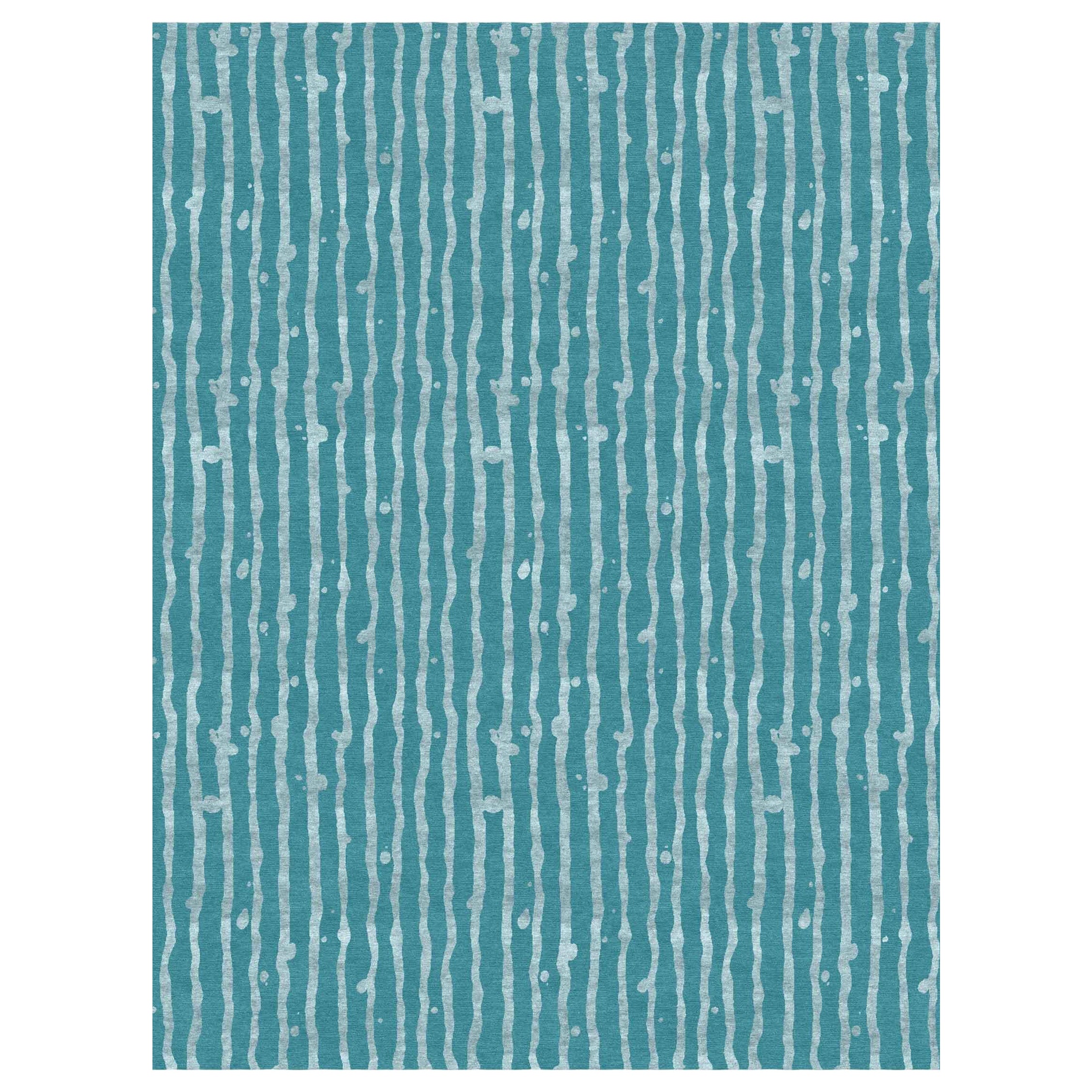 Drippy Stripe Gulf hand knotted Rug by Eskayel