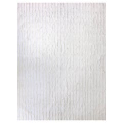 Tappeto Drippy Stripe Lefko White annodato a mano di Eskayel