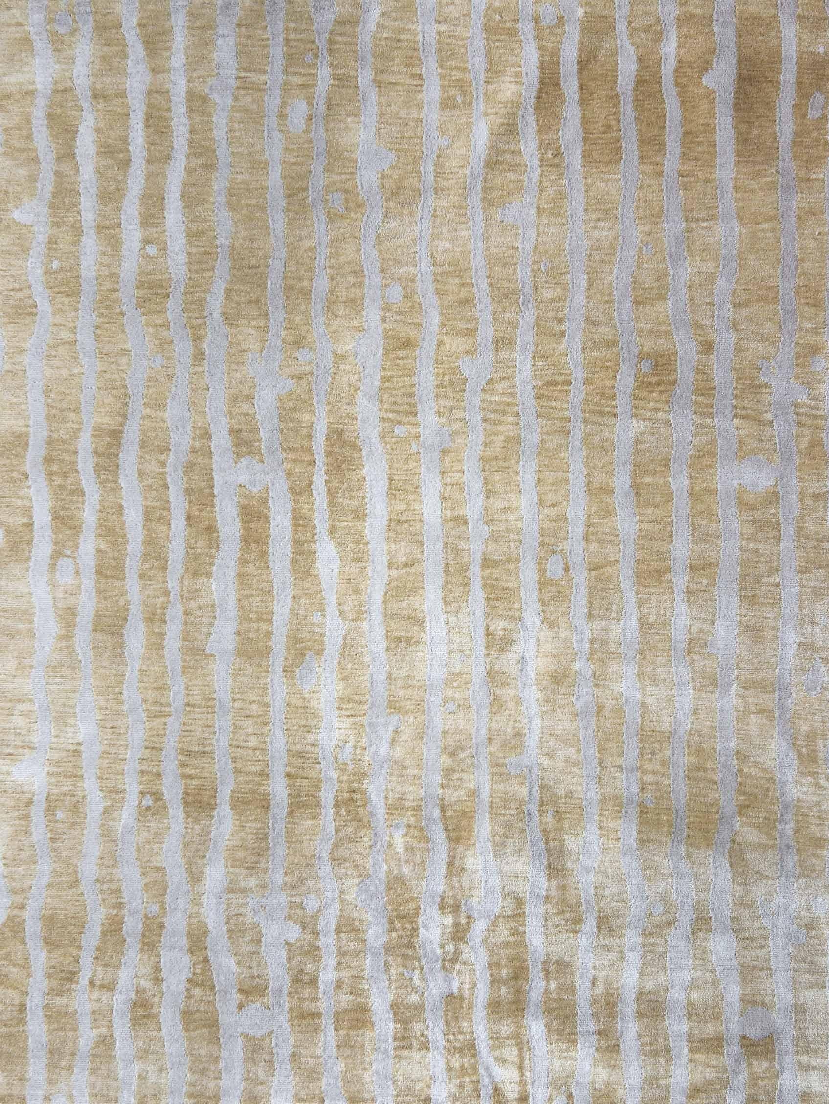 Drippy Stripe Sage hand knotted Rug by Eskayel
Dimensions: D 5' x H 8'
Pile Height: 6 mm
Materials: 100% Merino wool.

Eskayel hand knotted rugs are woven to order and can be customized in various sizes, colors, materials, and weave