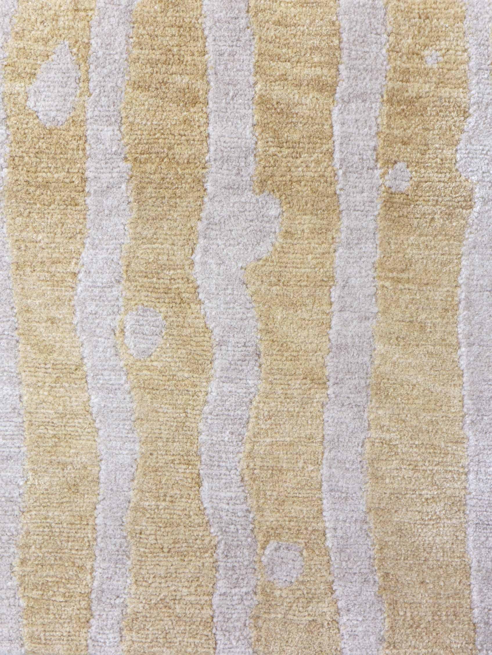 Post-Modern Drippy Stripe Sage hand knotted Rug by Eskayel For Sale