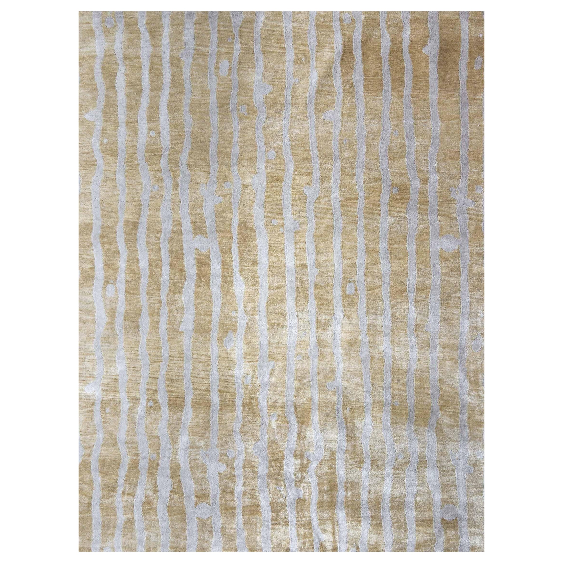 Drippy Stripe Sage hand knotted Rug by Eskayel